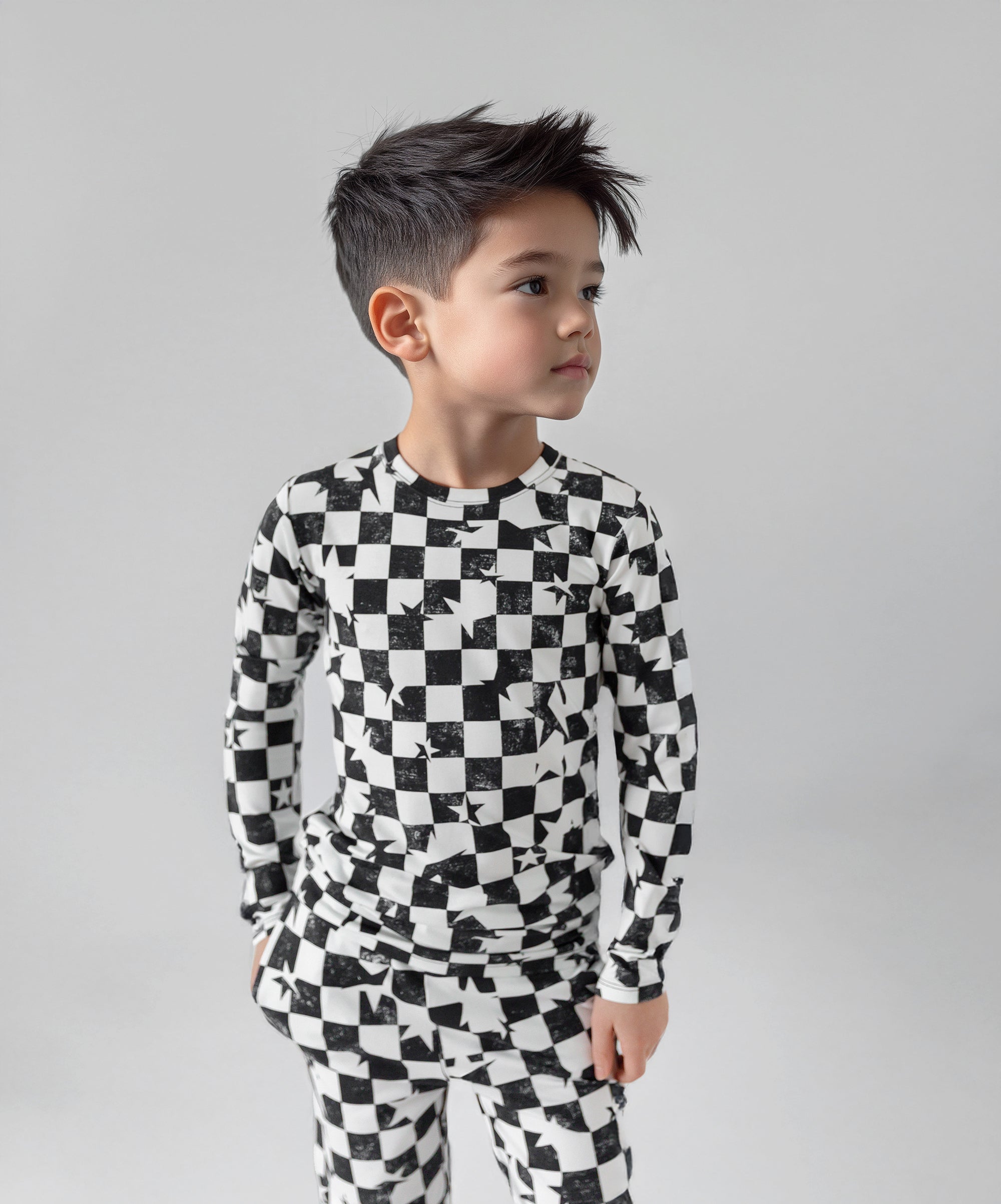 Black & White Checkered Star Two-piece Set