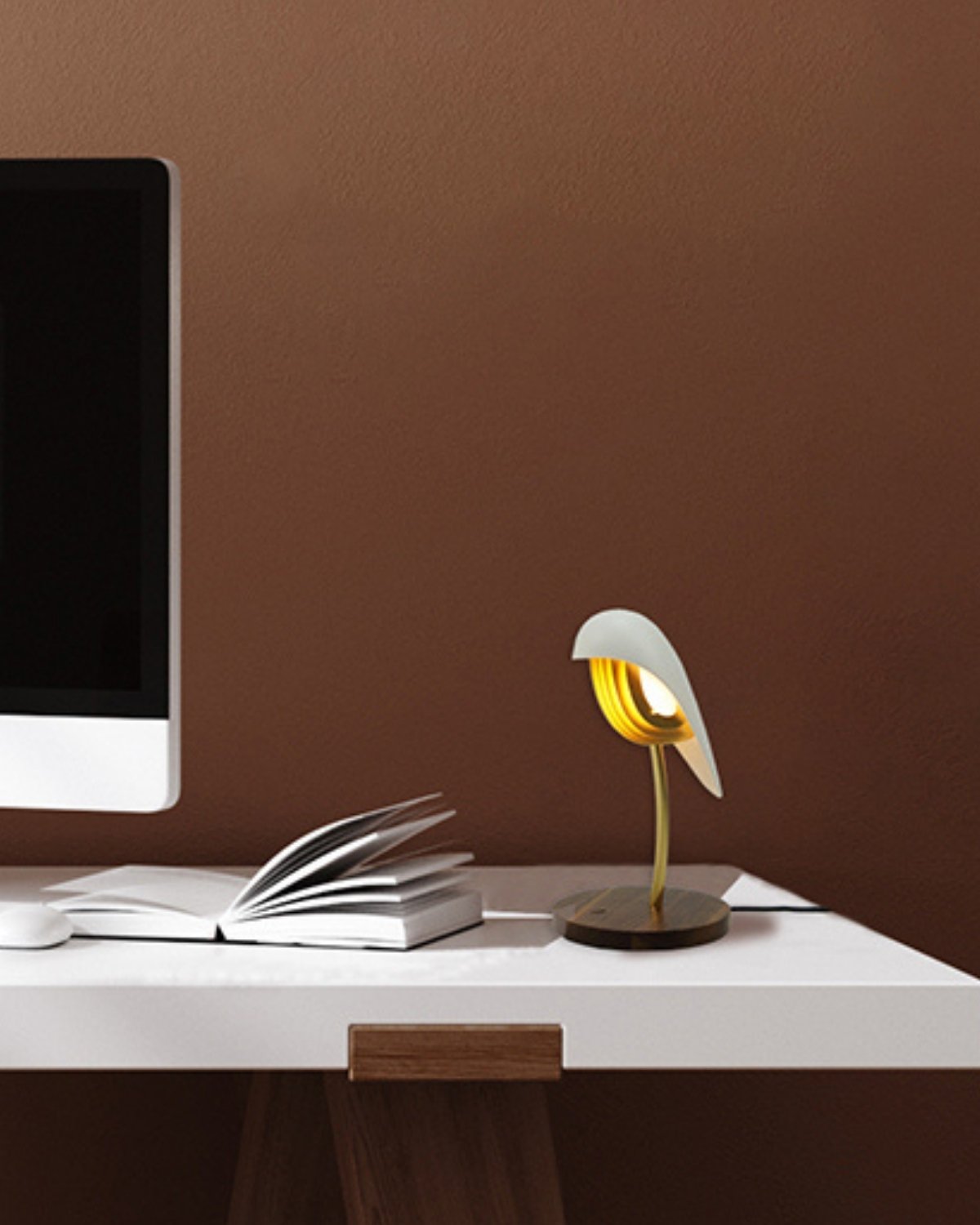 Desk Lamp Bird Ivory White