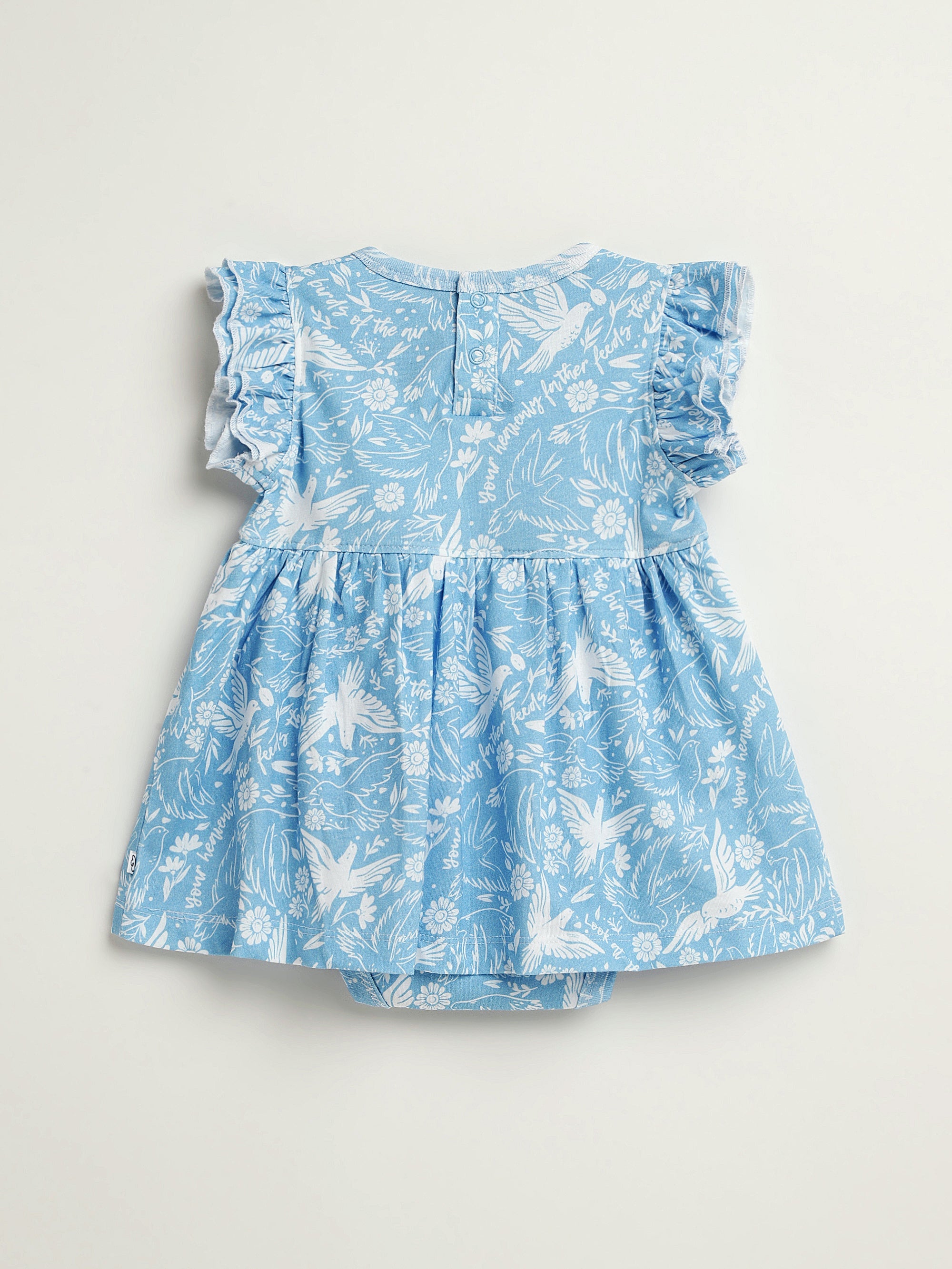 Birds Of The Air Short Sleeve Twirl Dress Bodysuit Cotton