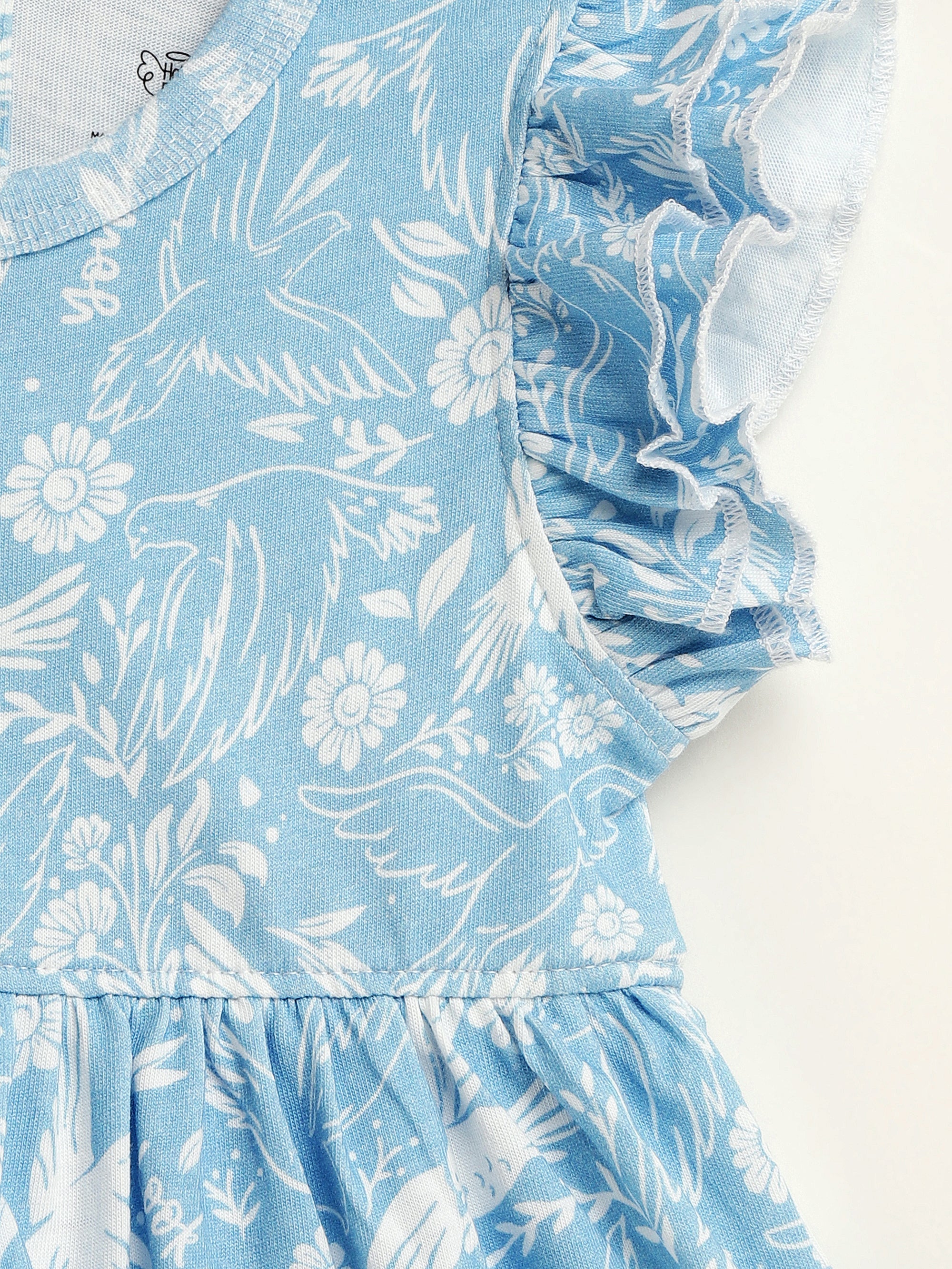 Birds Of The Air Short Sleeve Twirl Dress Bodysuit Cotton