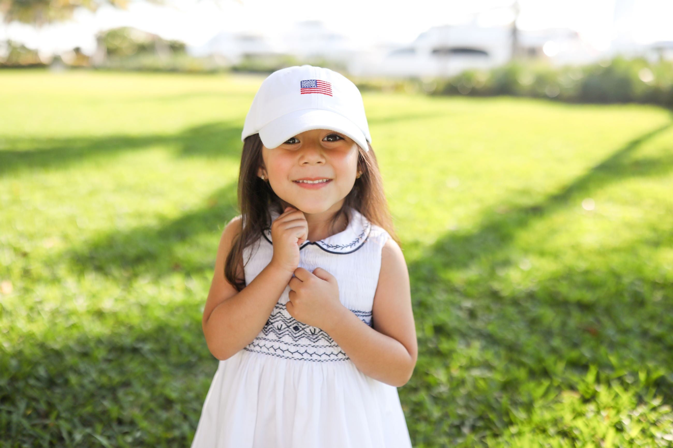 American Flag Bow Baseball Hat (girls)