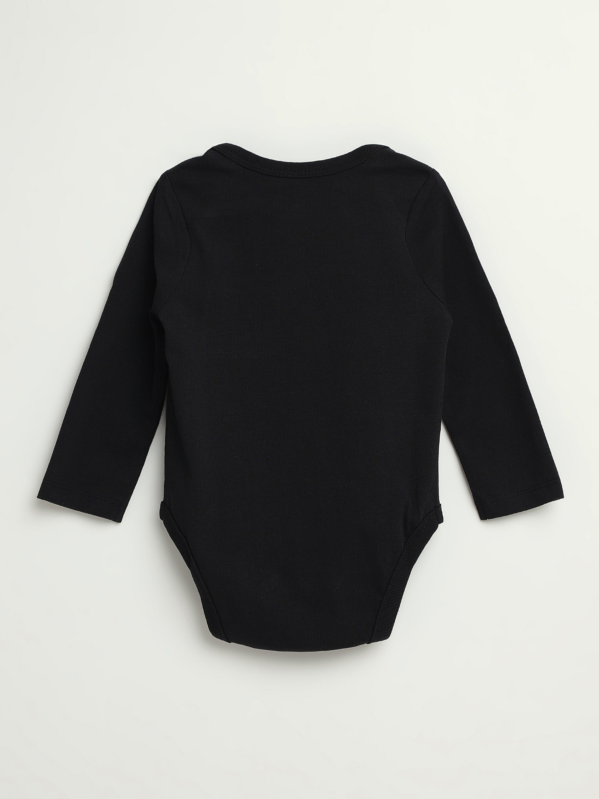 Black Prayer Pocket Long Sleeve Bodysuit Cotton