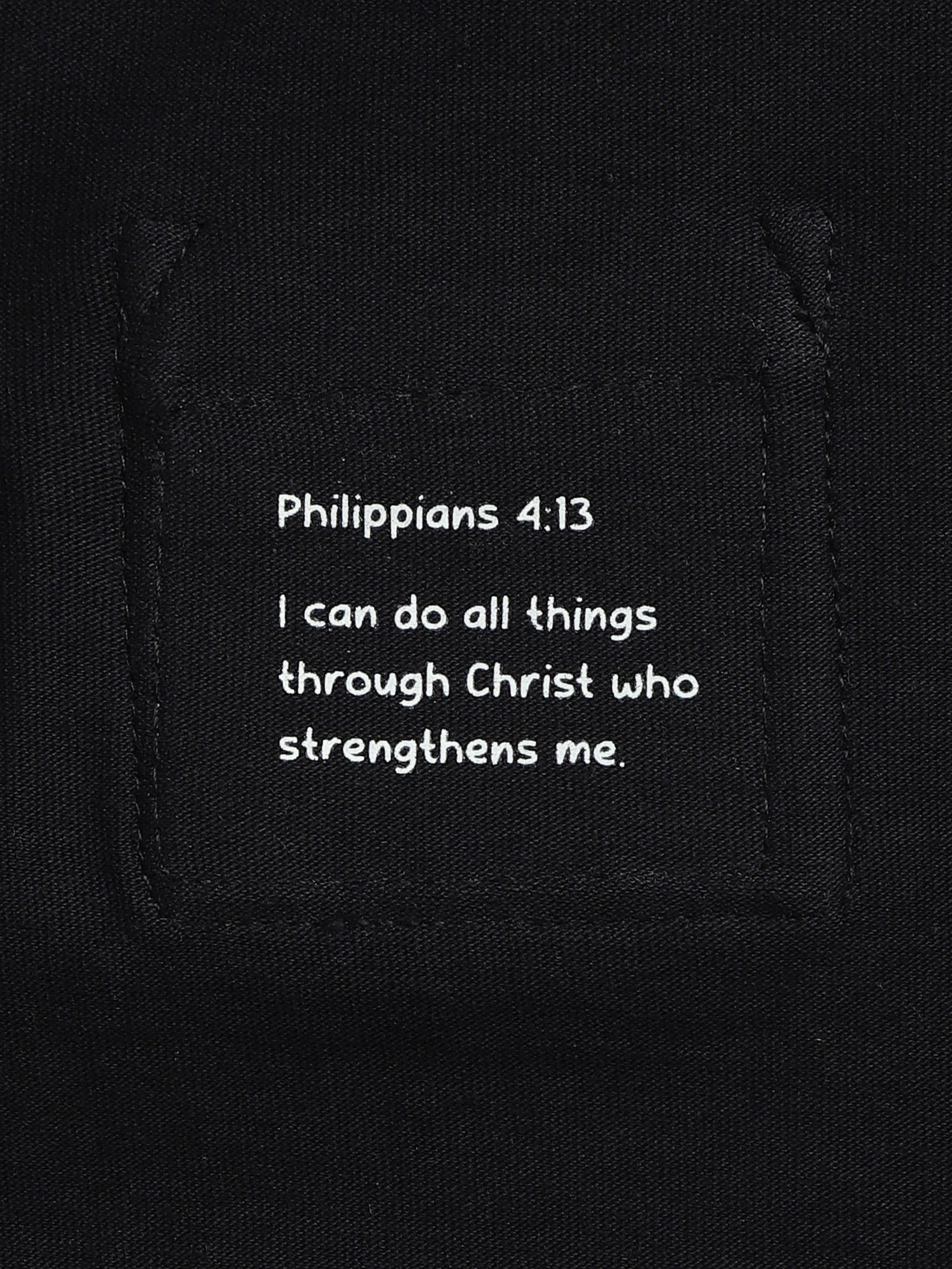 Black Prayer Pocket Long Sleeve Bodysuit Cotton