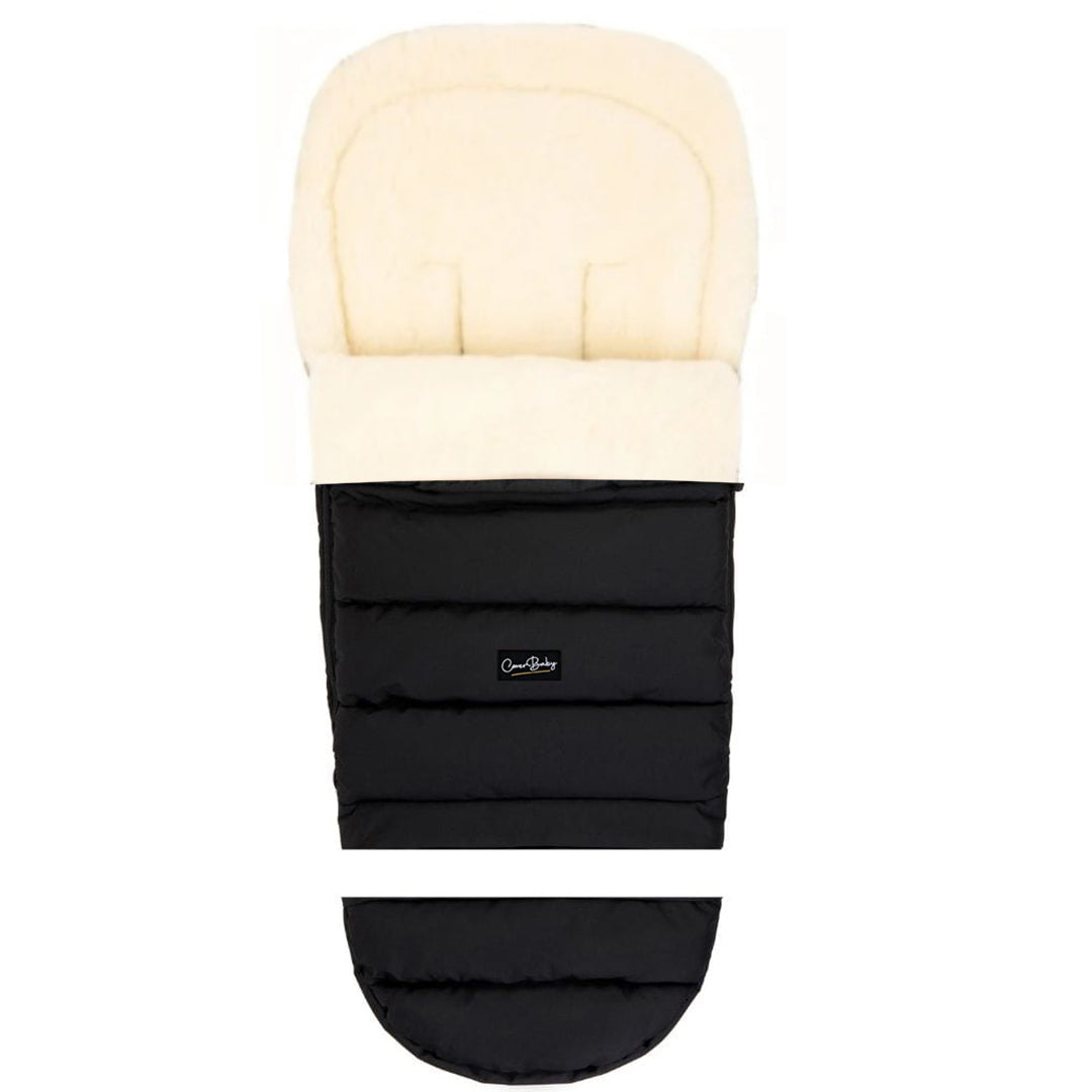 Black Arctic Organic Wool Adjustable Footmuff
