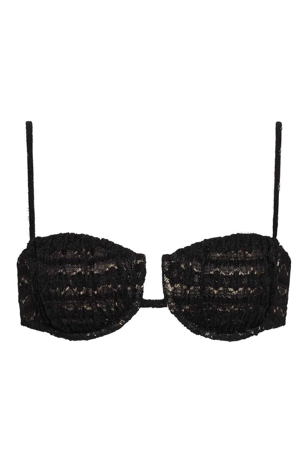 Black Daisy Lace Petal Bikini Top