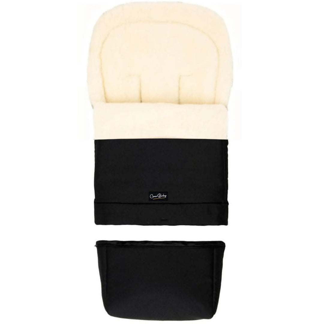 Black Organic Wool Adjustable Footmuff
