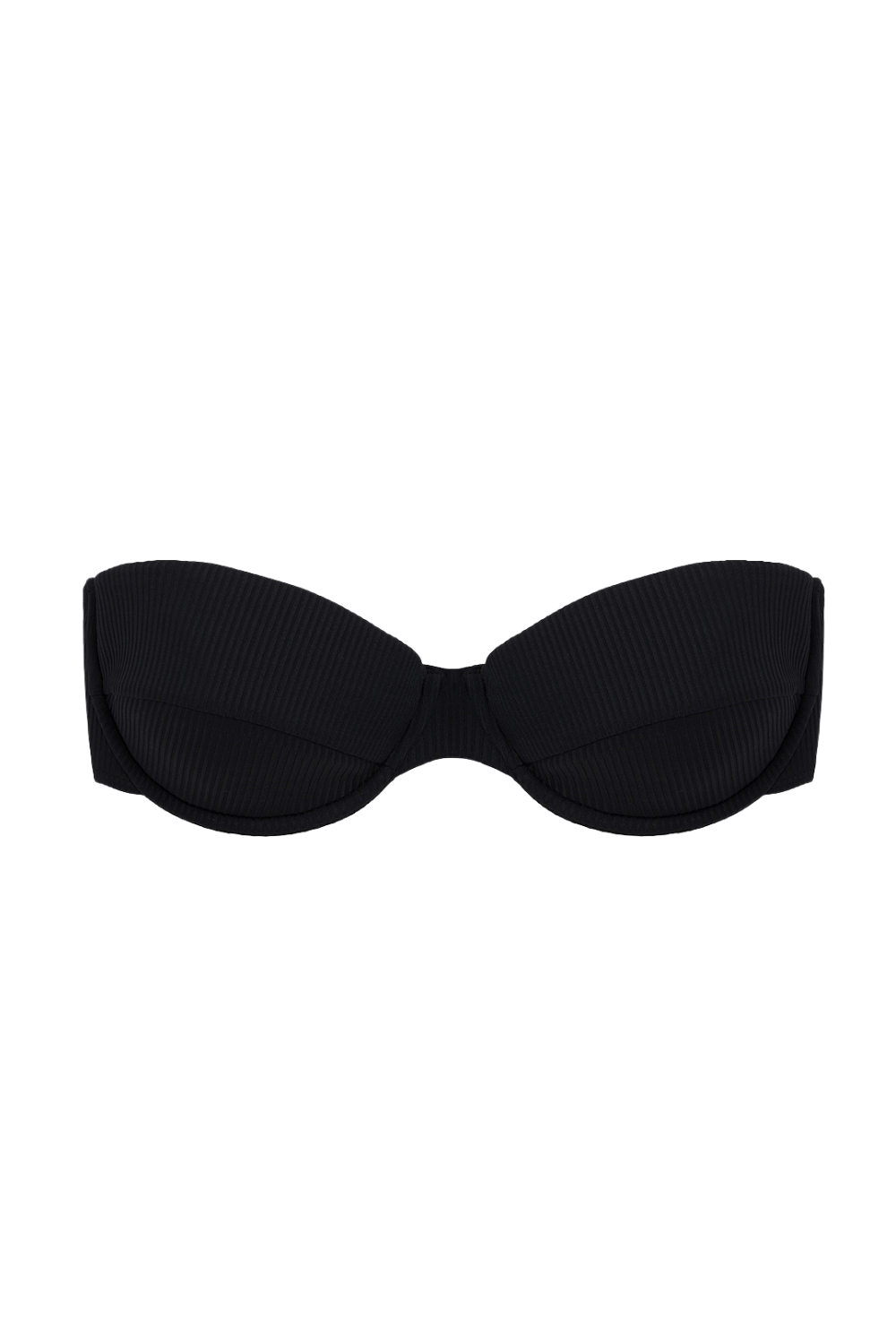 Black Rib Bustier Bikini Top