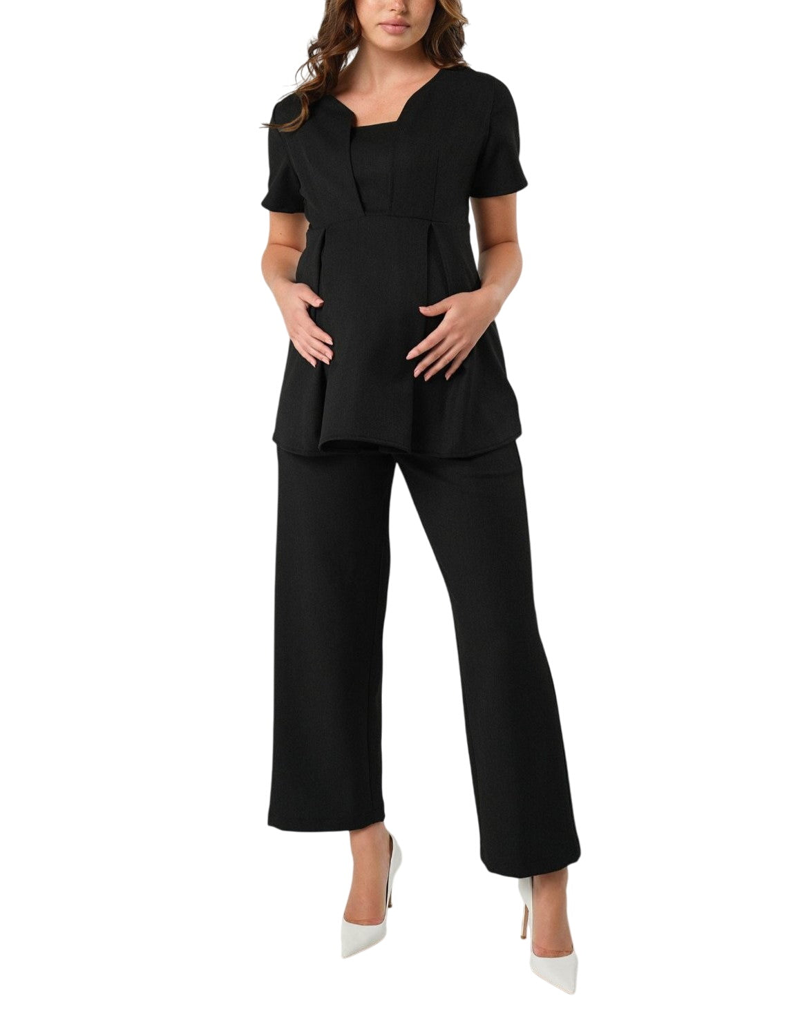 Nathalie Wide Leg Black Maternity Trouser (regular & Petite)