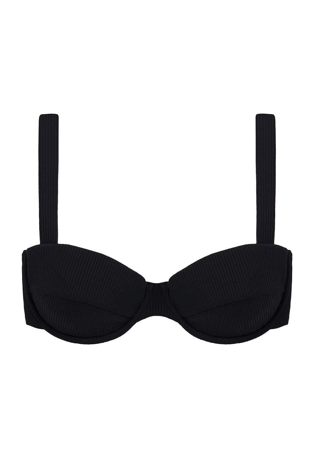 Black Rib Bustier Bikini Top