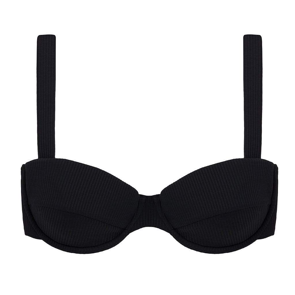 Montce Kids Bikini Top – Black Ribbed Sleeveless Bustier