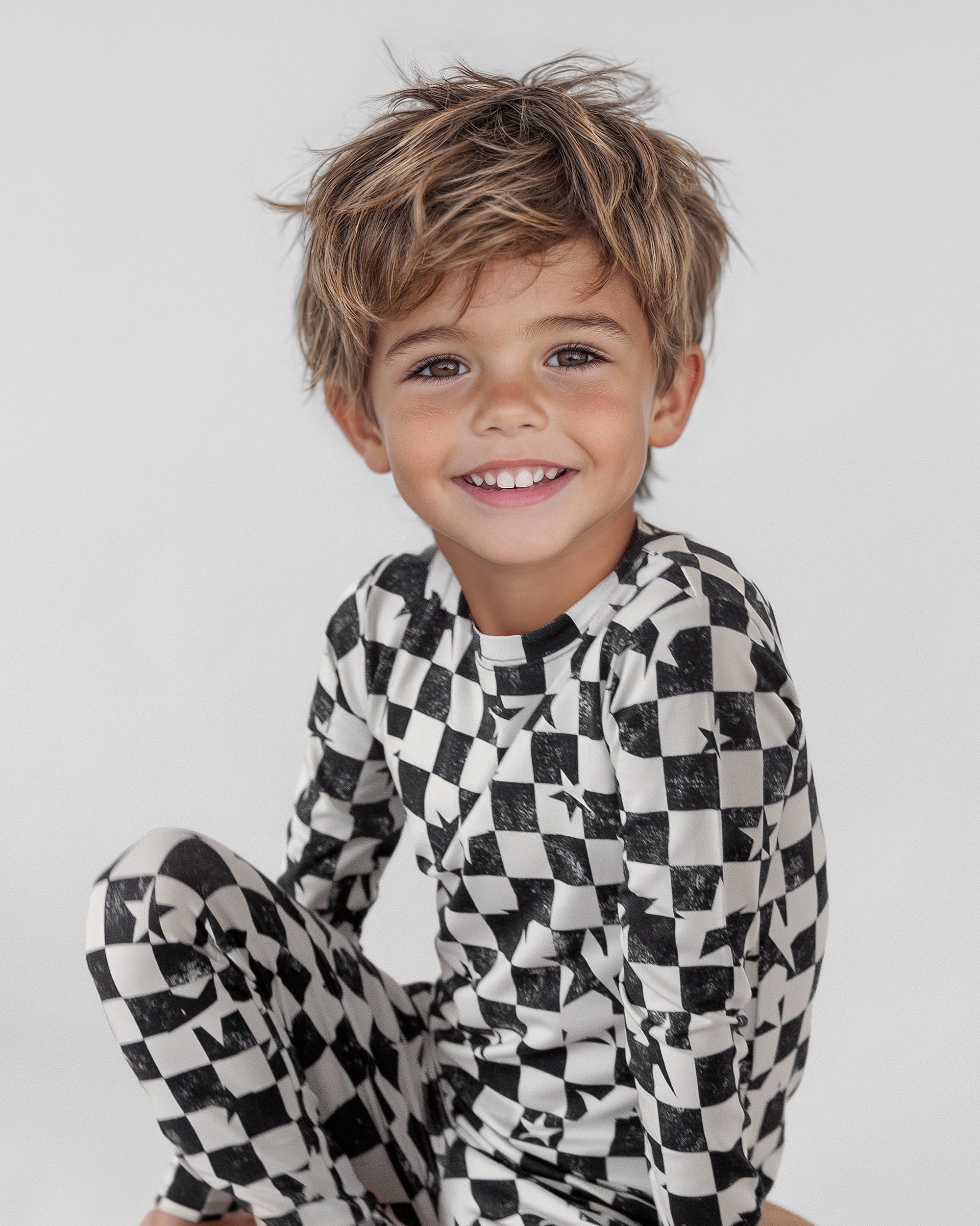 Black & White Checkered Star Two-piece Set