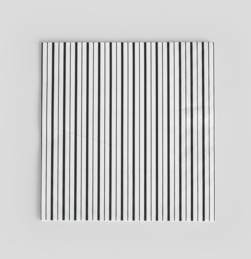 Black And White Fine Stripes Napkins (set Of 16)