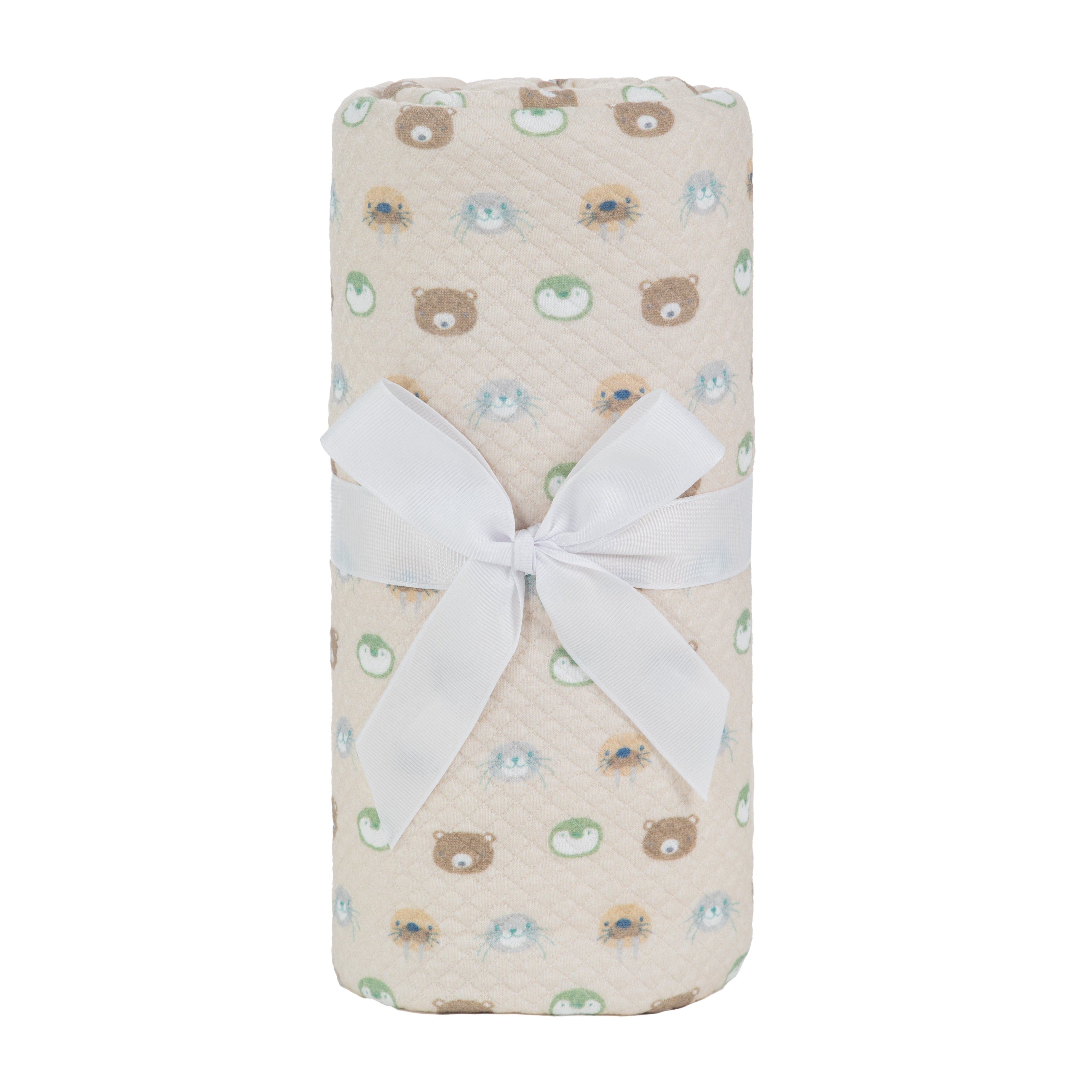 Sealy Baby Printed Knit Blanket - Beige Animal Faces