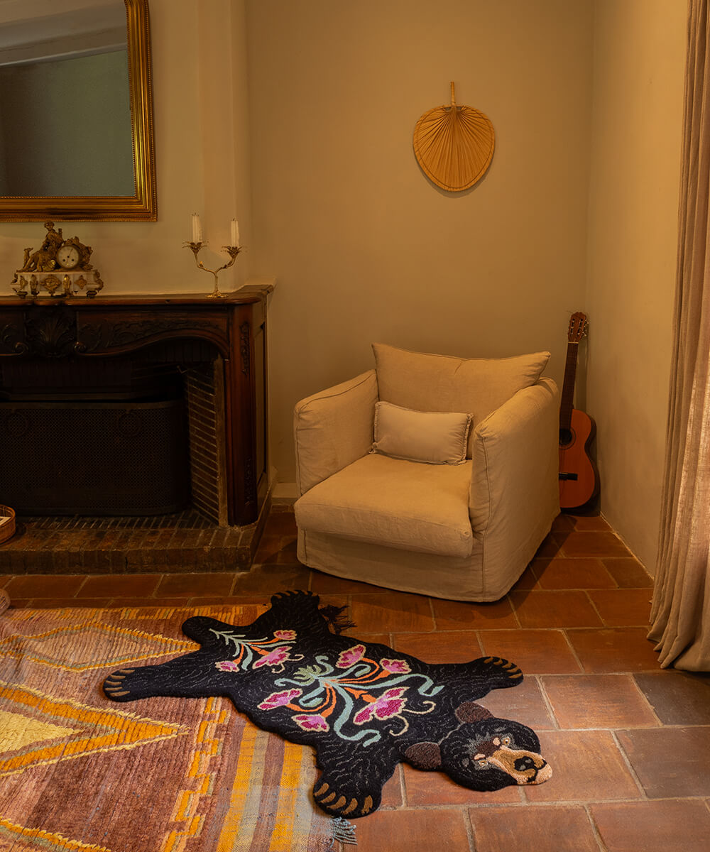 Blooming Black Bear Rug Large