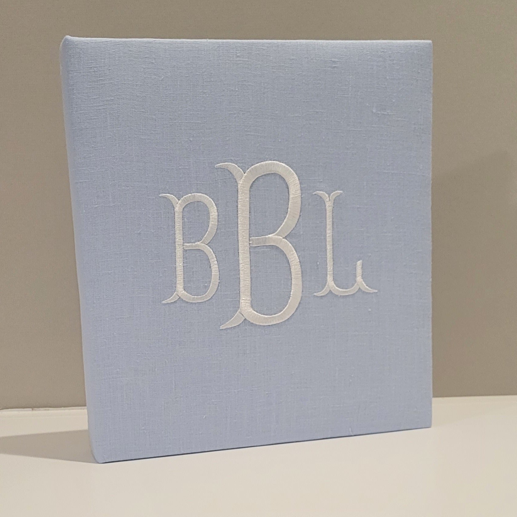 Baby Memory Book - Blue Linen (w/o Bow)