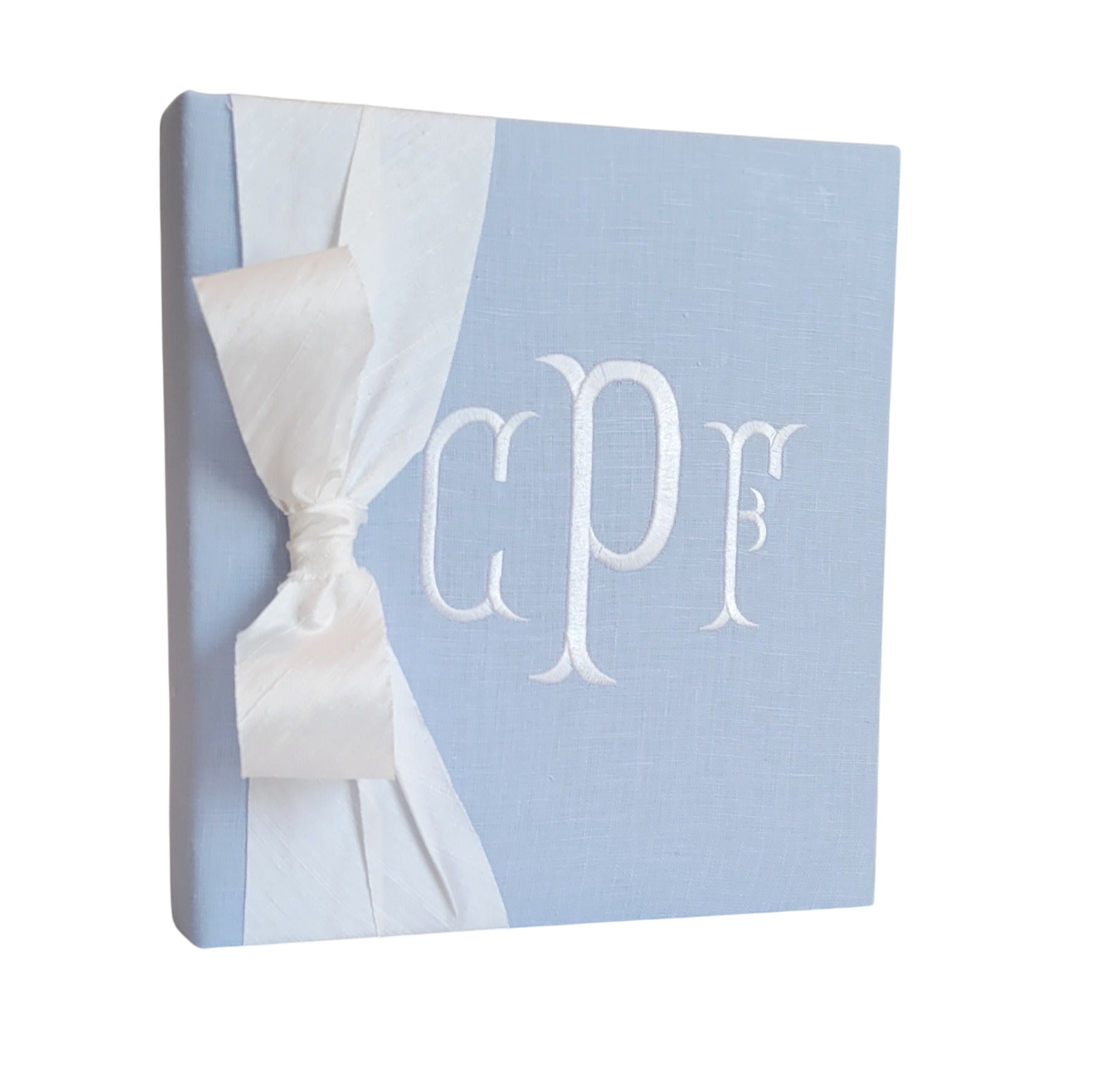 Baby Memory Book - Blue Linen (w/ Silk Bow)