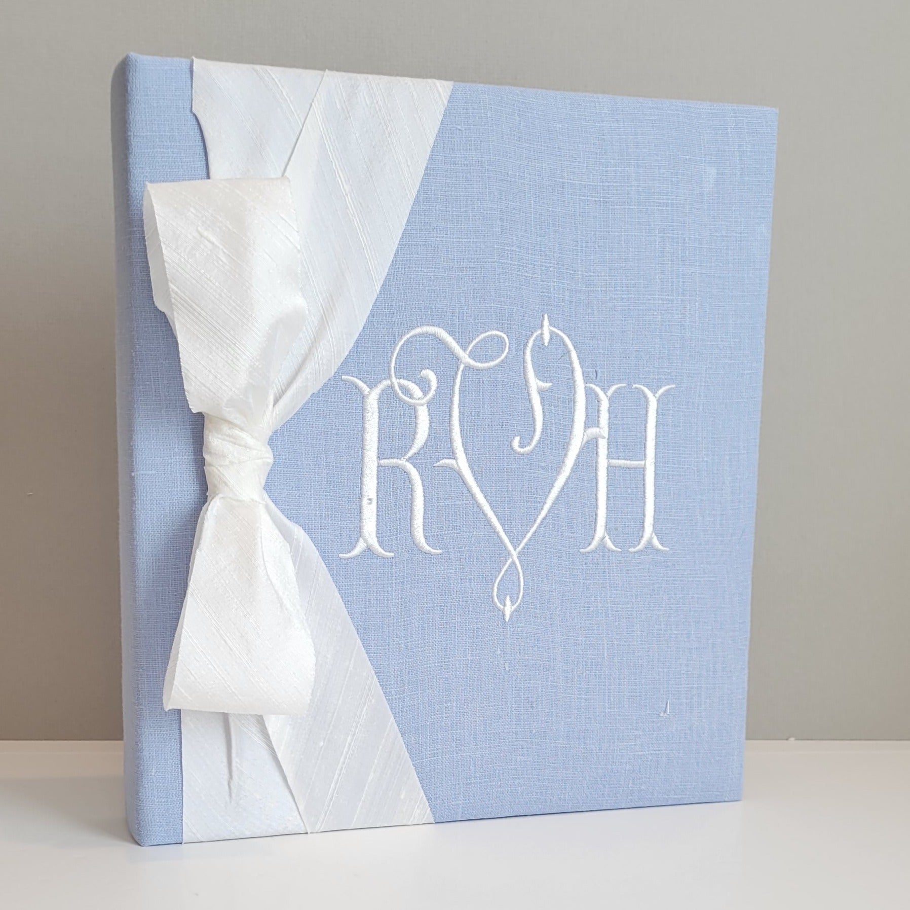 Baby Memory Book - Blue Linen (w/ Silk Bow)