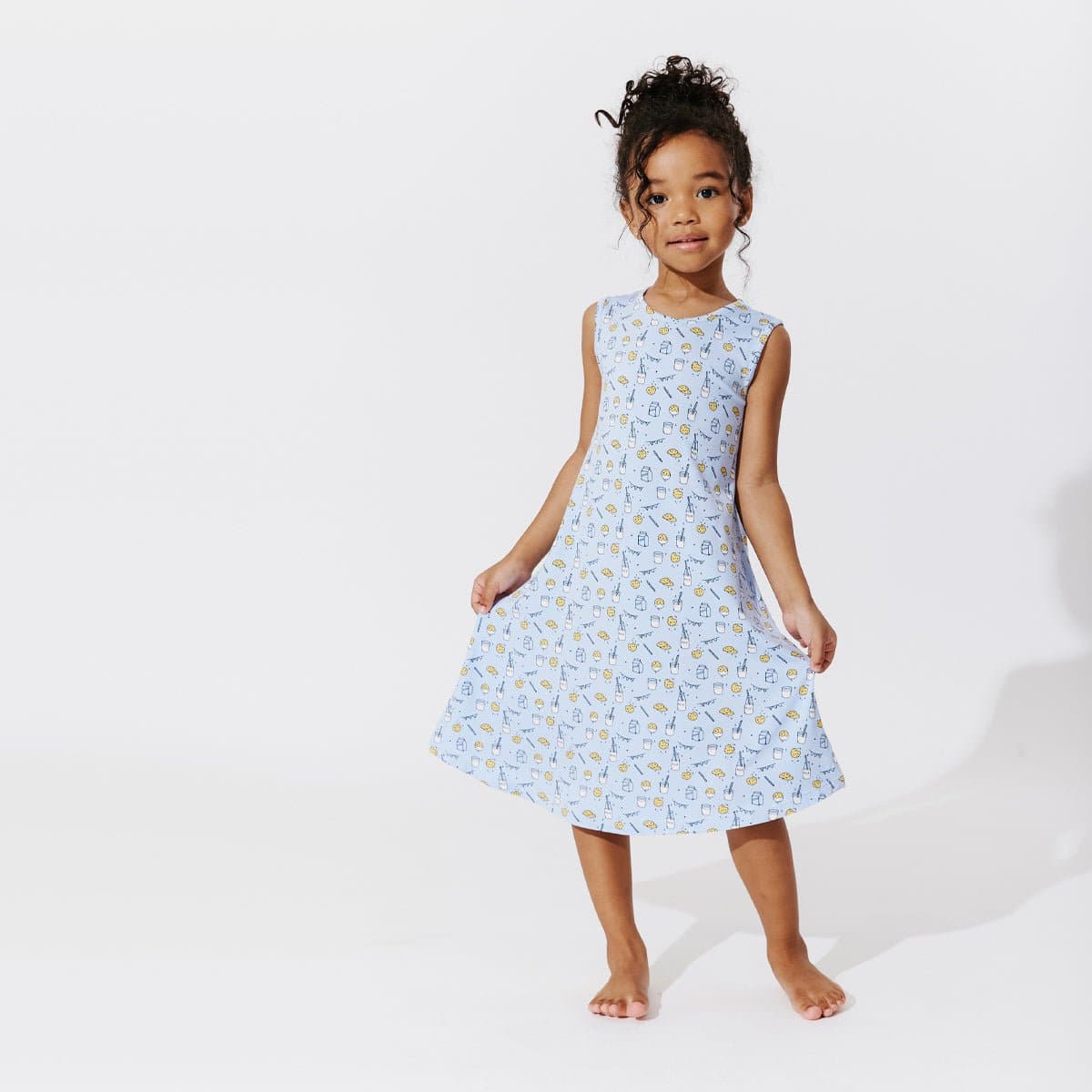 Milk & Cookies Blue Bamboo Girls' Sleeveless Dress