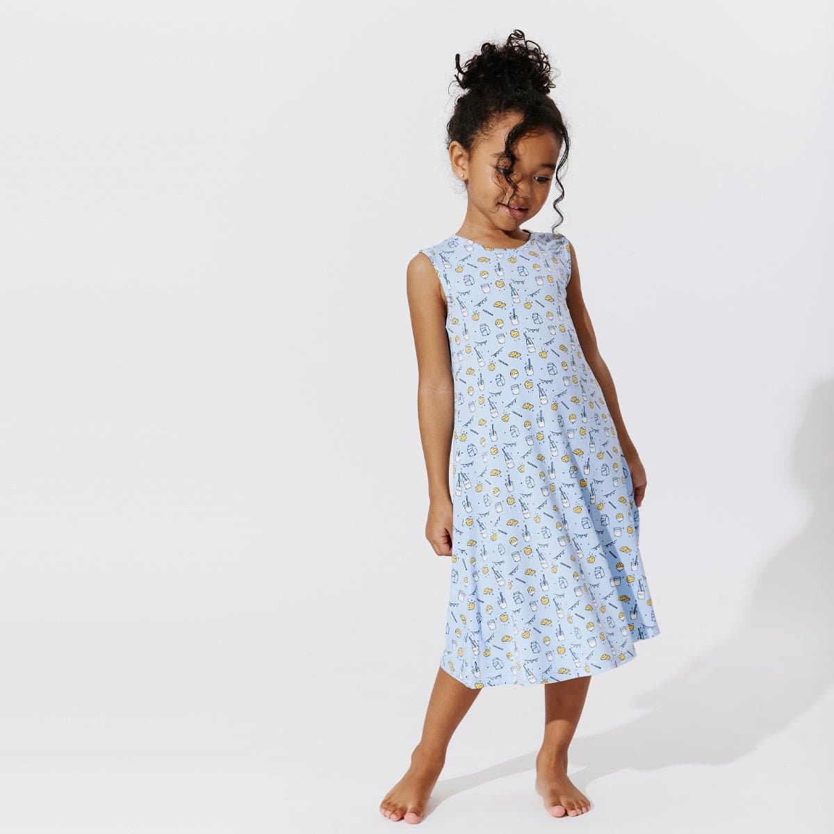 Milk & Cookies Blue Bamboo Girls' Sleeveless Dress