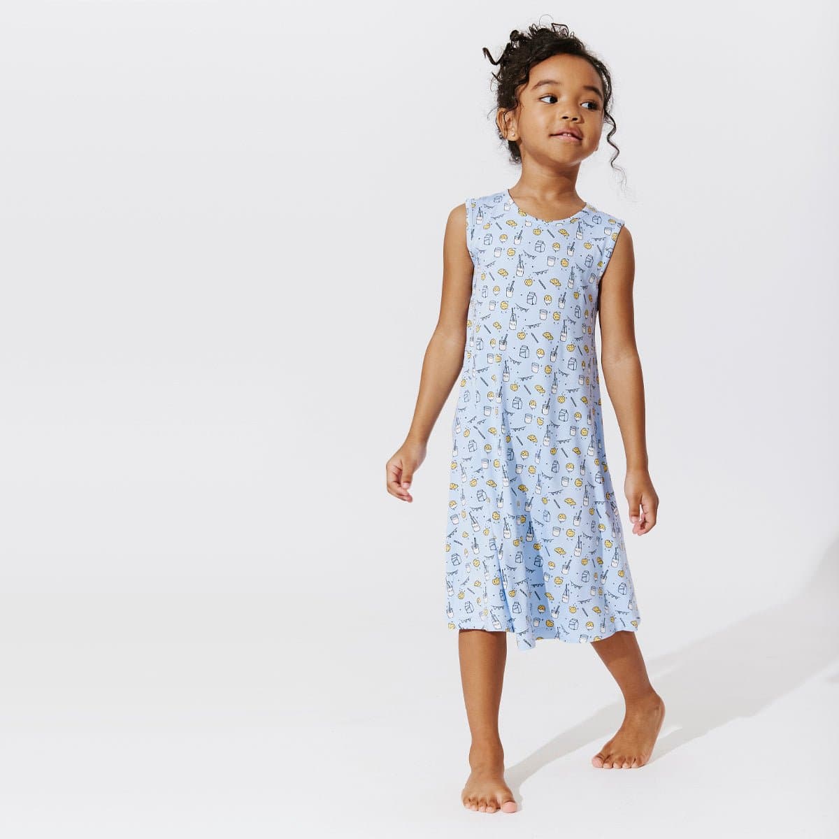 Milk & Cookies Blue Bamboo Girls' Sleeveless Dress