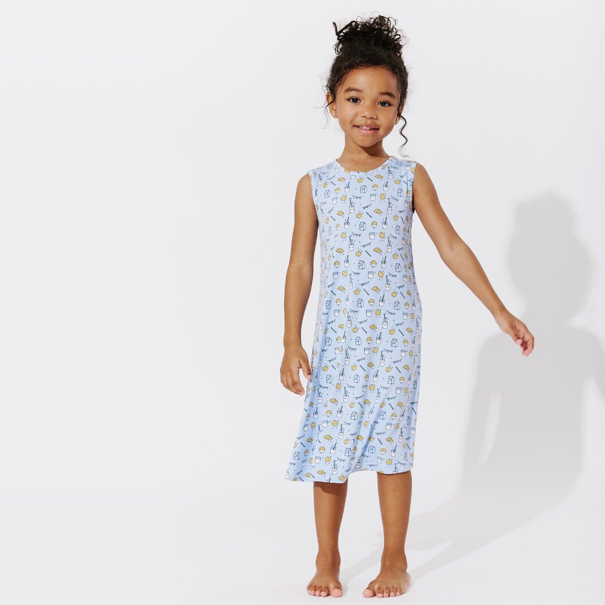 Milk & Cookies Blue Bamboo Girls' Sleeveless Dress