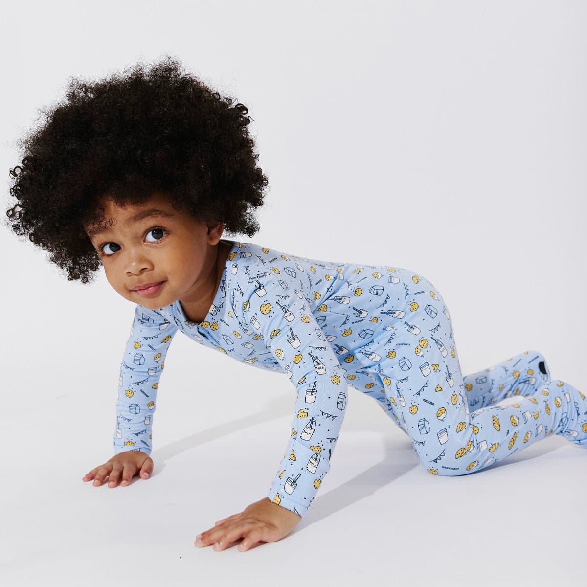 Milk And Cookies Blue Bamboo Convertible Footie
