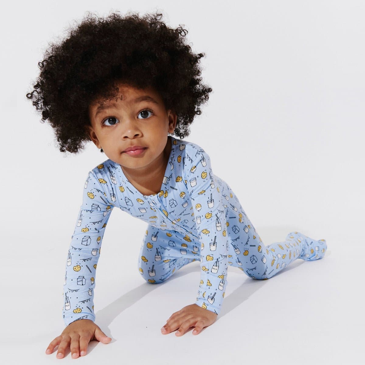 Milk And Cookies Blue Bamboo Convertible Footie