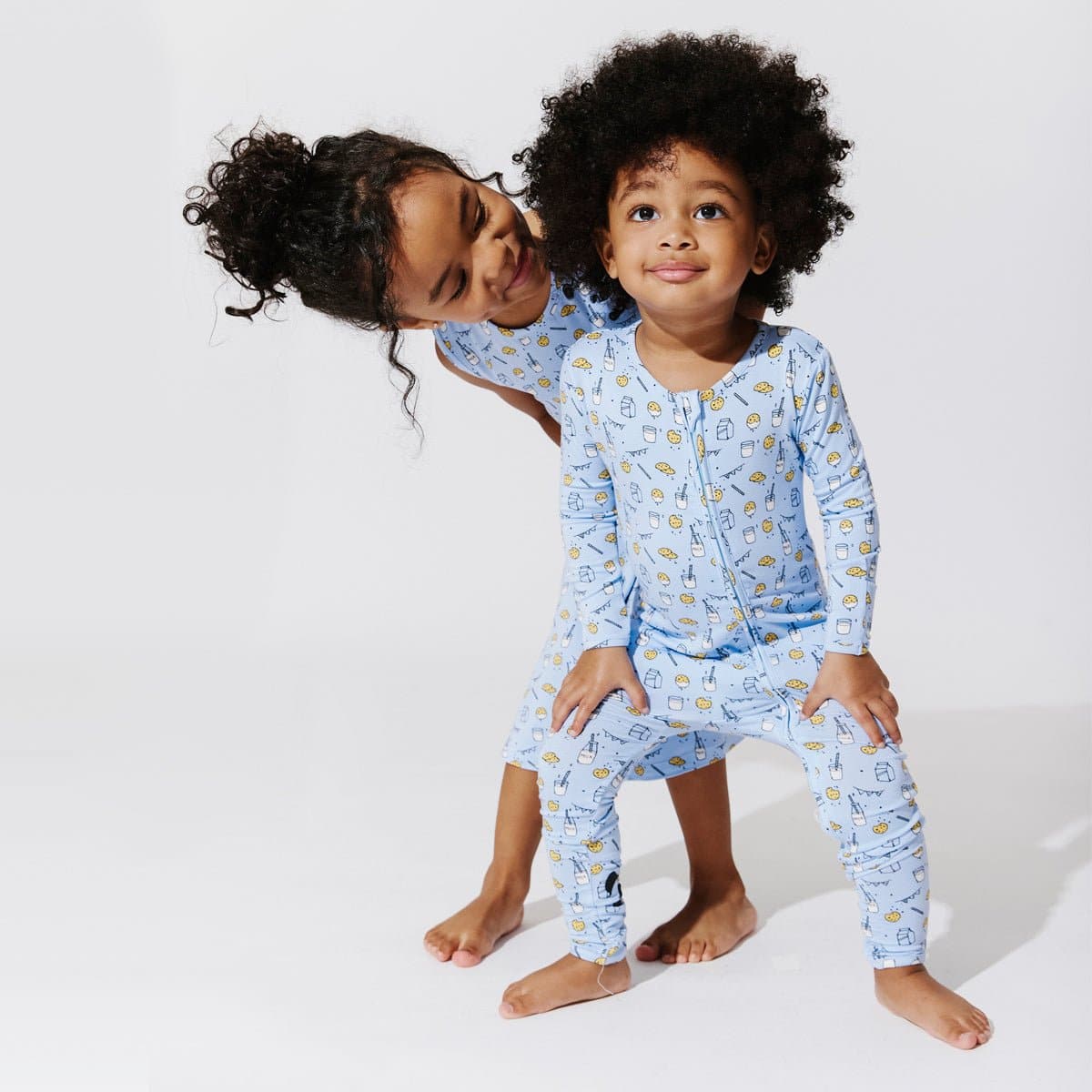 Milk And Cookies Blue Bamboo Convertible Footie