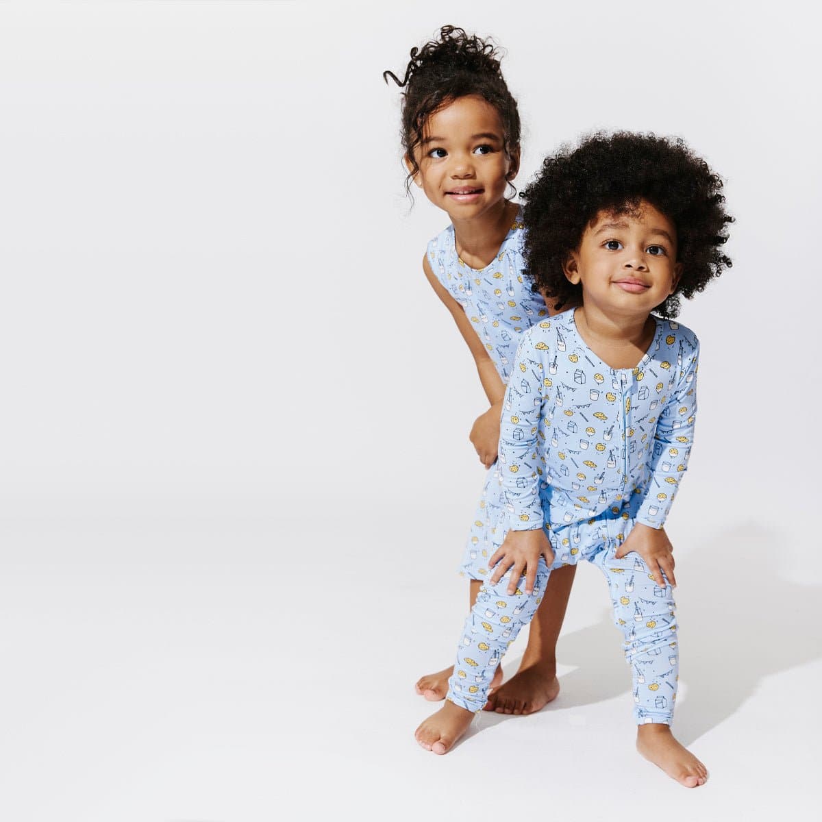 Milk And Cookies Blue Bamboo Convertible Footie