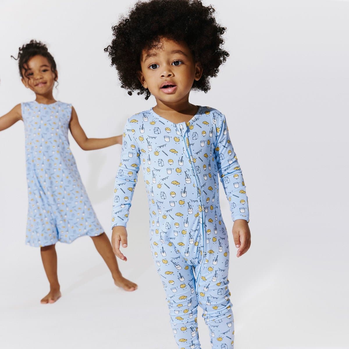 Milk And Cookies Blue Bamboo Convertible Footie