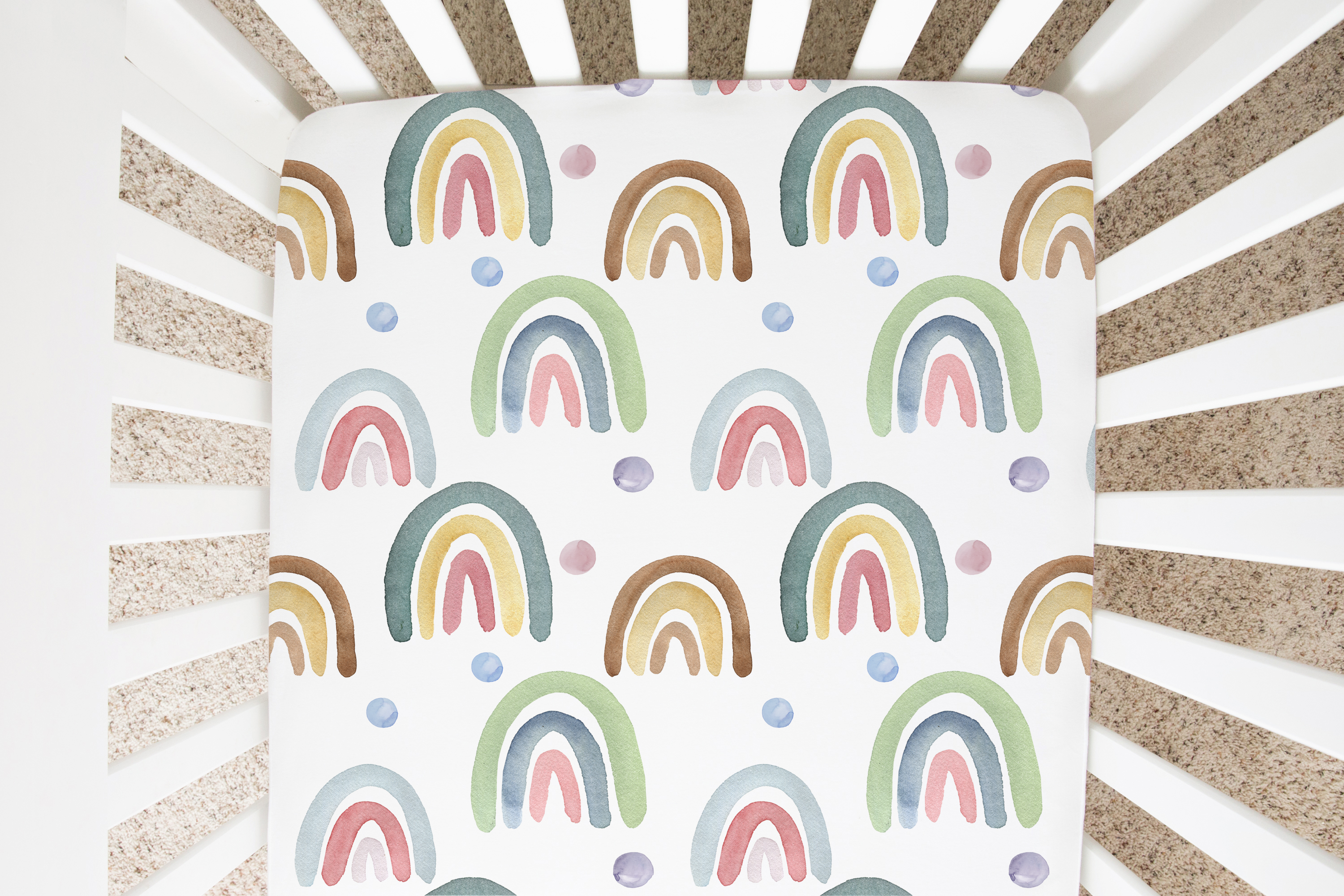 Fitted Crib Sheet - Blue Rainbow