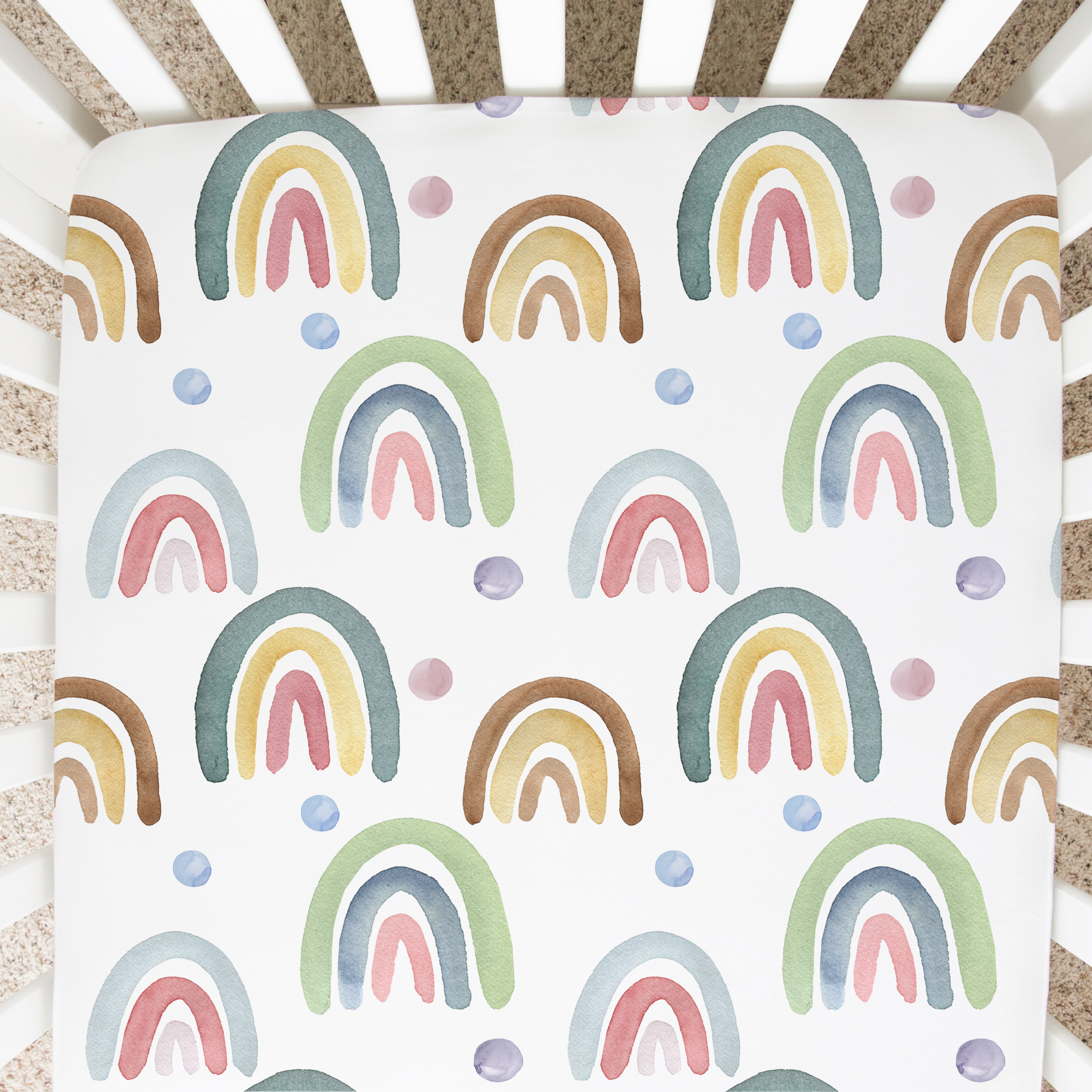 Fitted Crib Sheet - Blue Rainbow