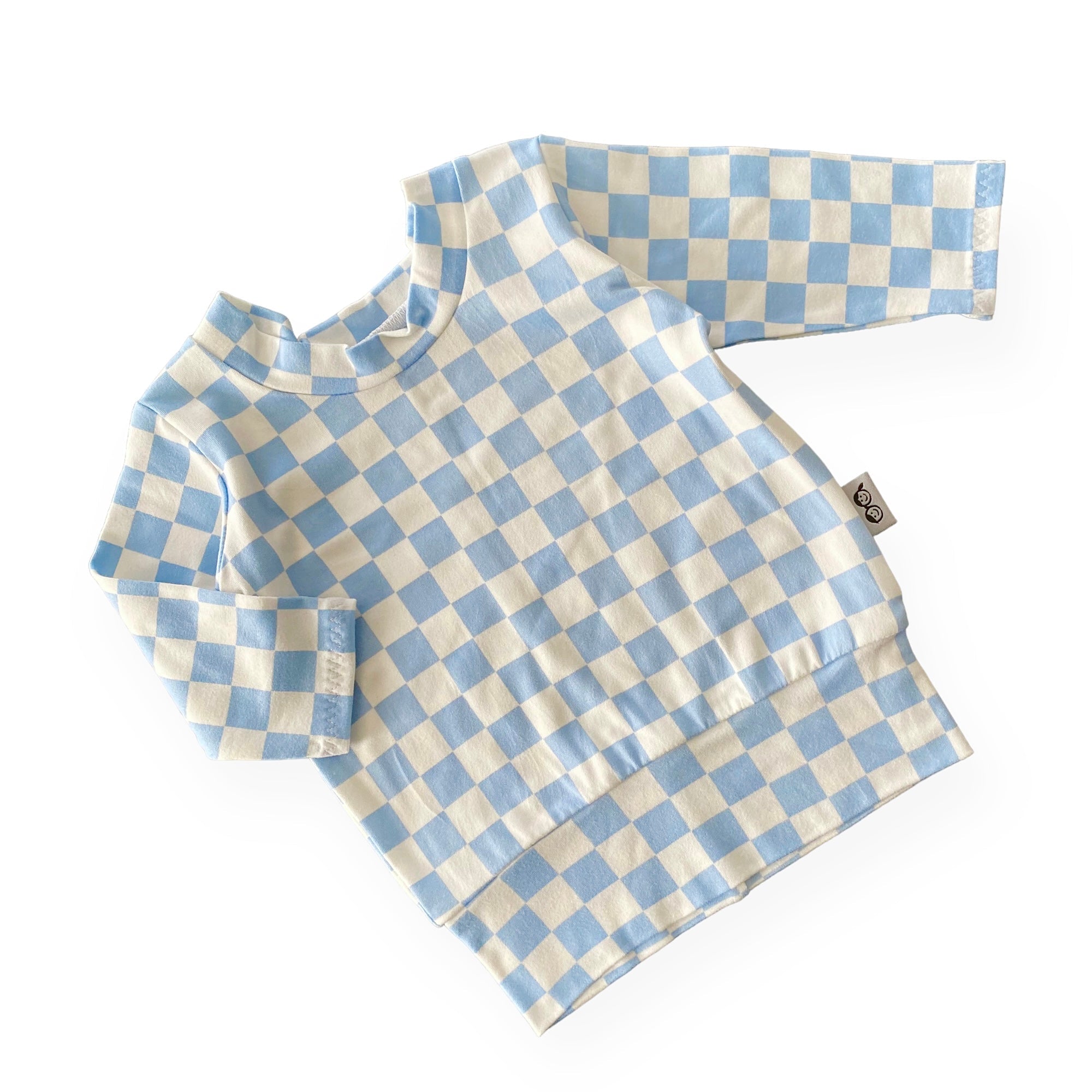 Blue Retro Checkered Lounge Top