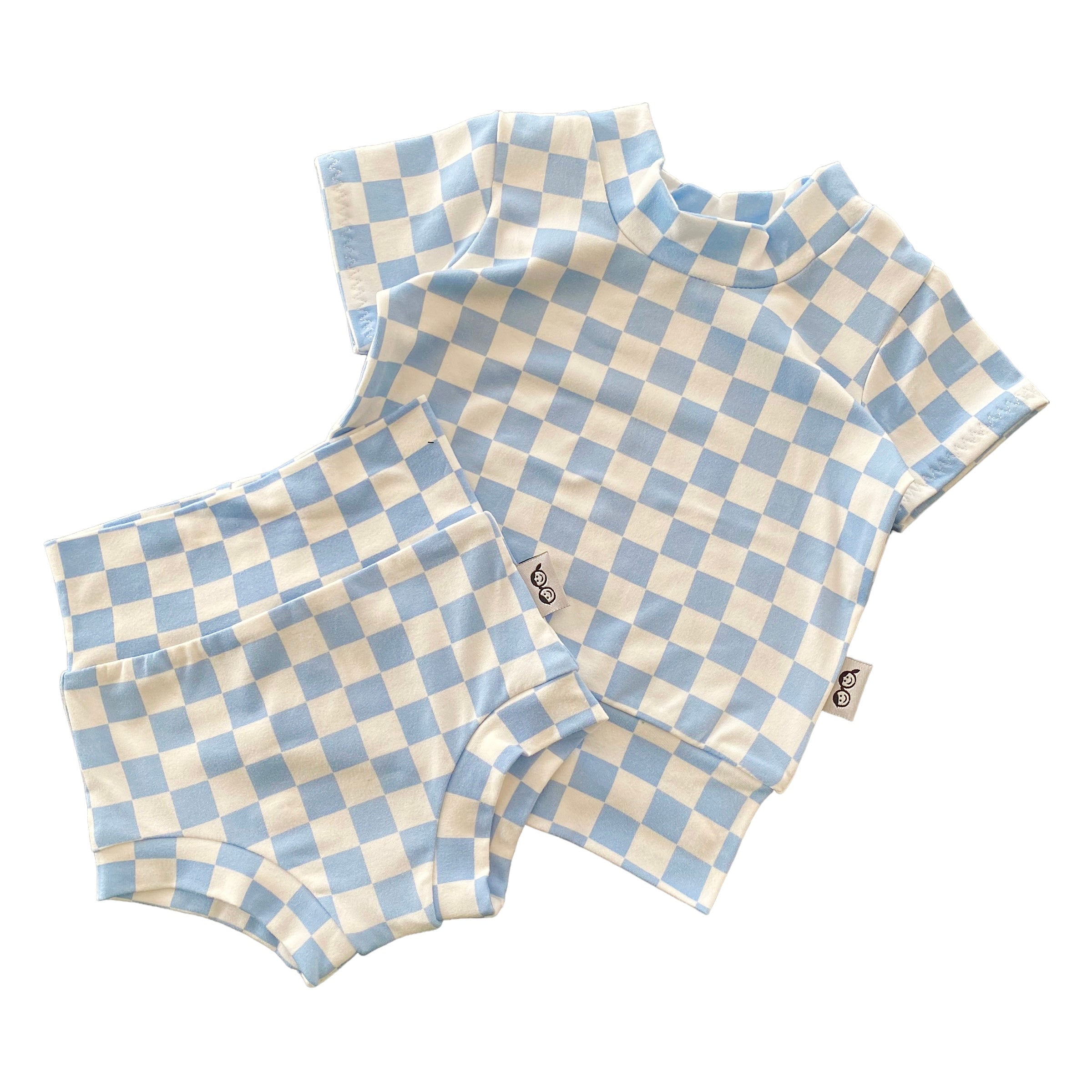 Blue Retro Checkered Summer Lounge Set