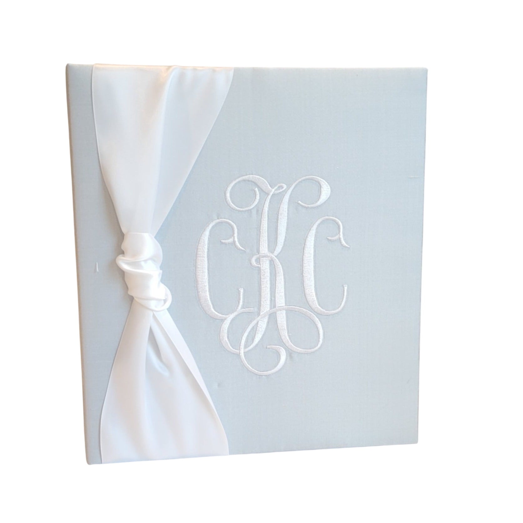 Baby Memory Book - Blue Shantung (w/ Satin Bow)
