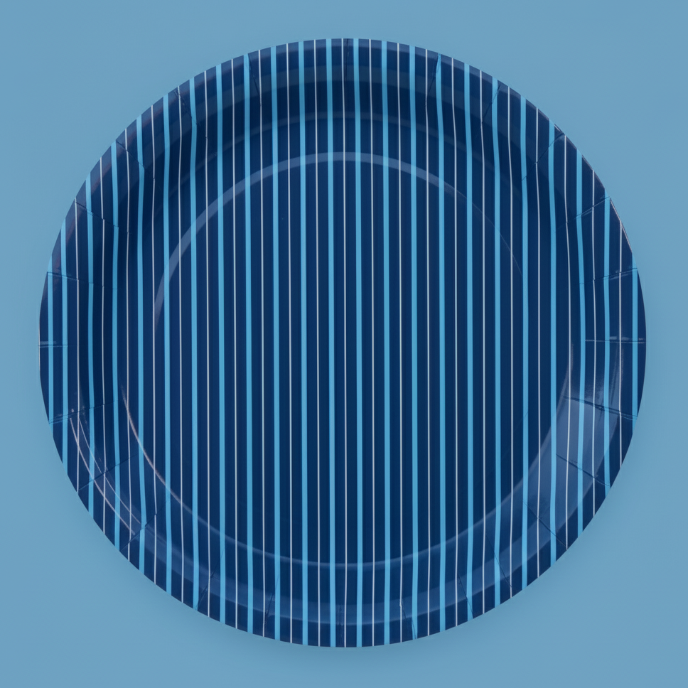 Navy Blue Fine Stripes Plates (set Of 8)