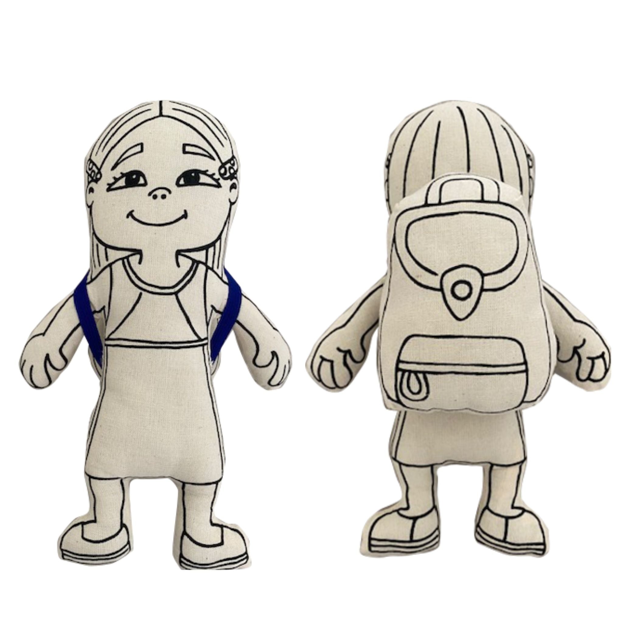 : Girl With Long Hair - Colorable And Washable Doll For Creative Play