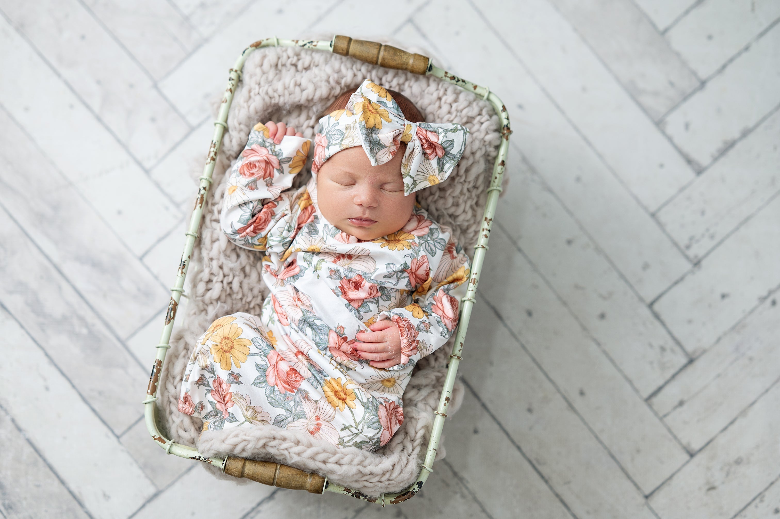 Botanical Ecru Baby Gown