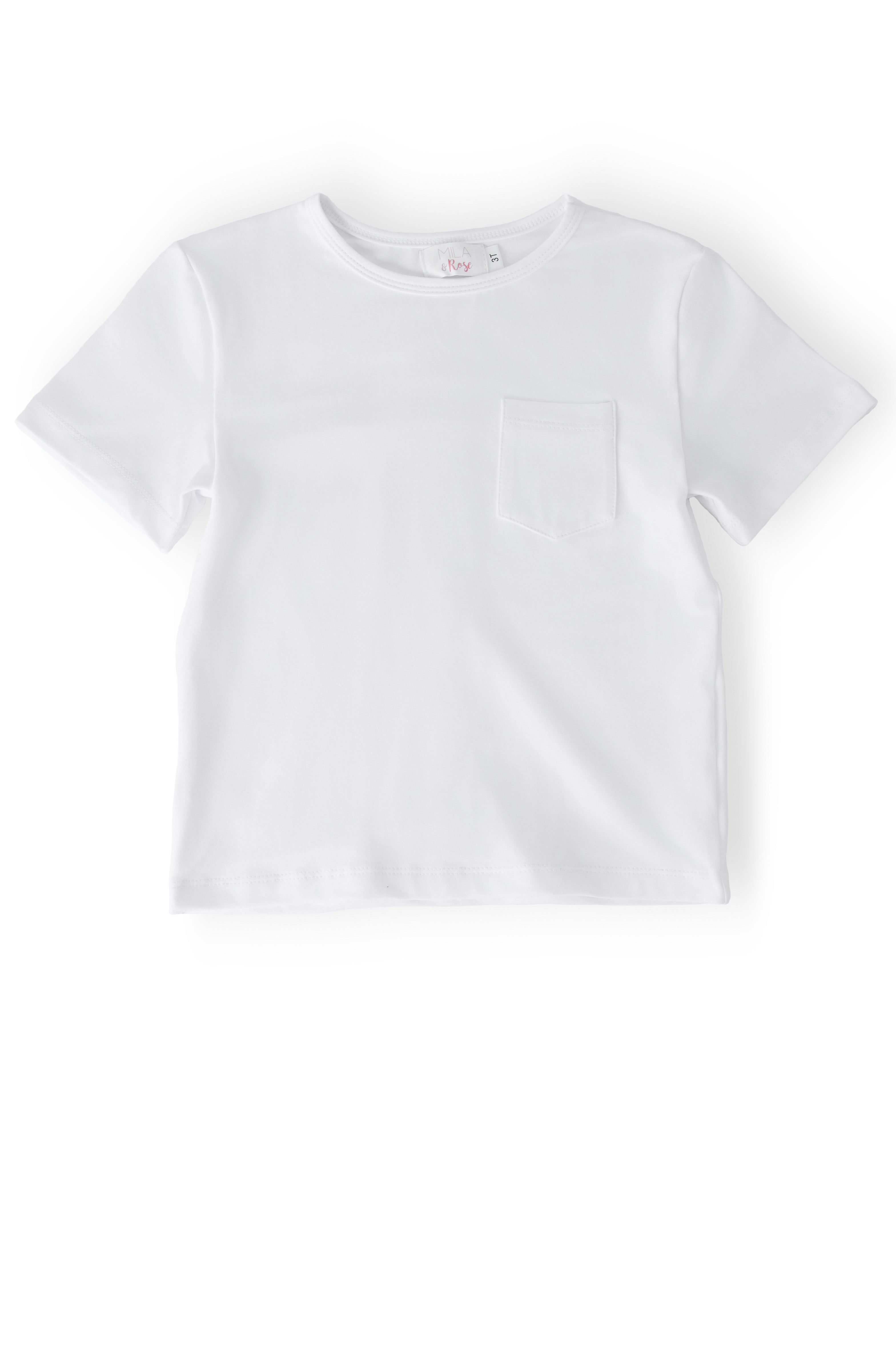 Boys White S/s Pocket Tee