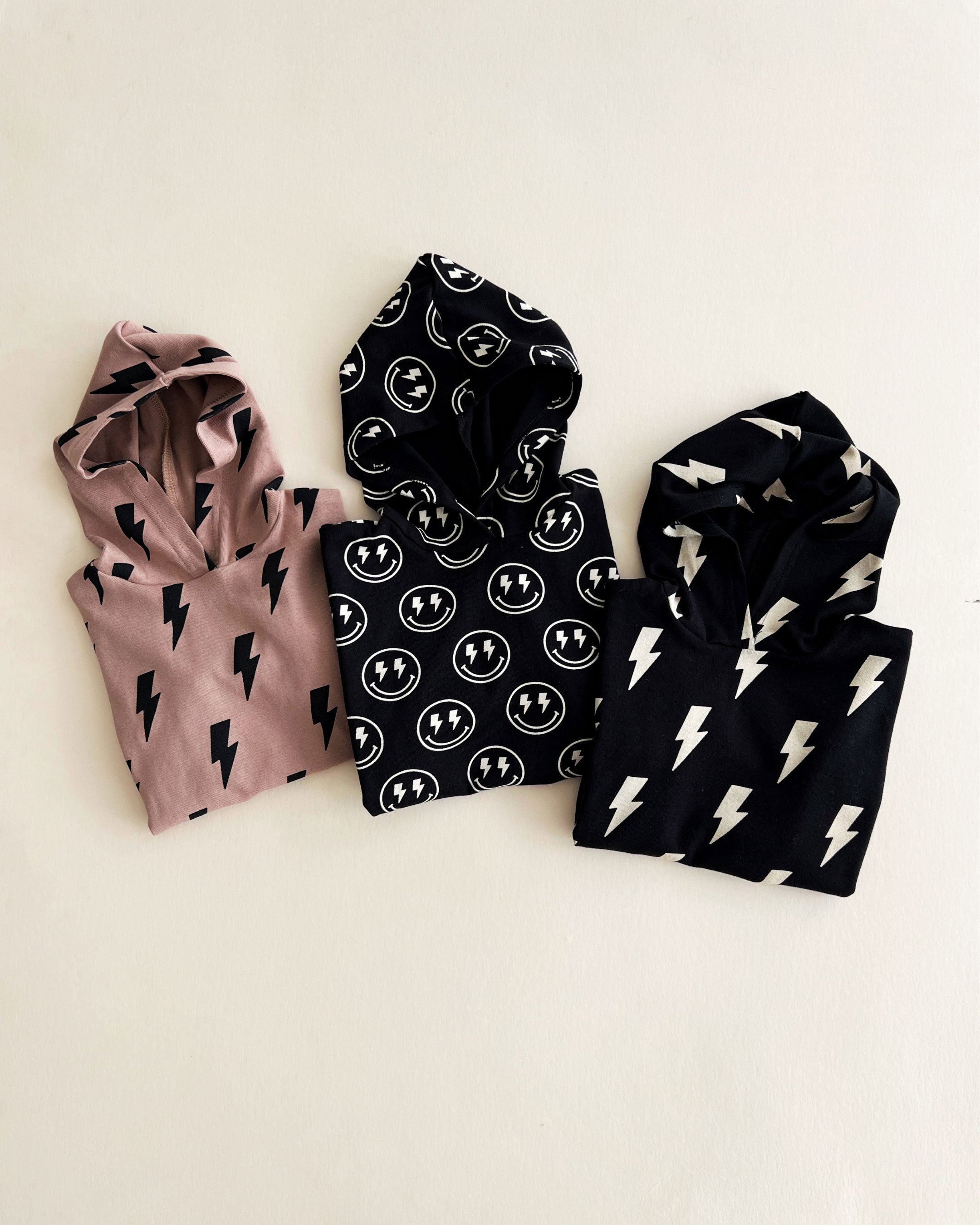 Hooded Bubble Romper | Black Bolts