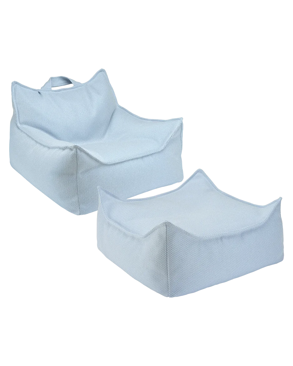 Azure Outdoor Beanbag Chair And Ottoman Set