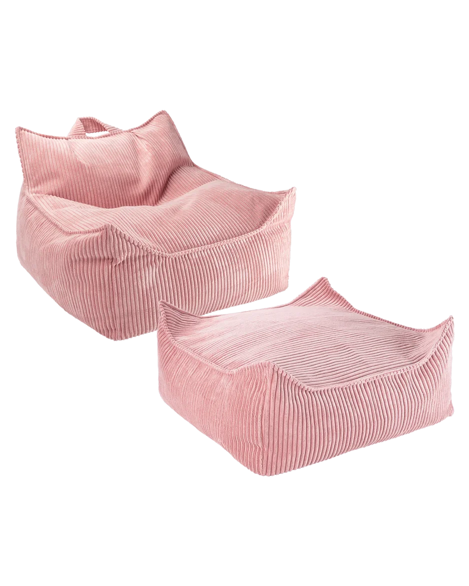 Pink Mousse Beanbag Chair And Ottoman Set