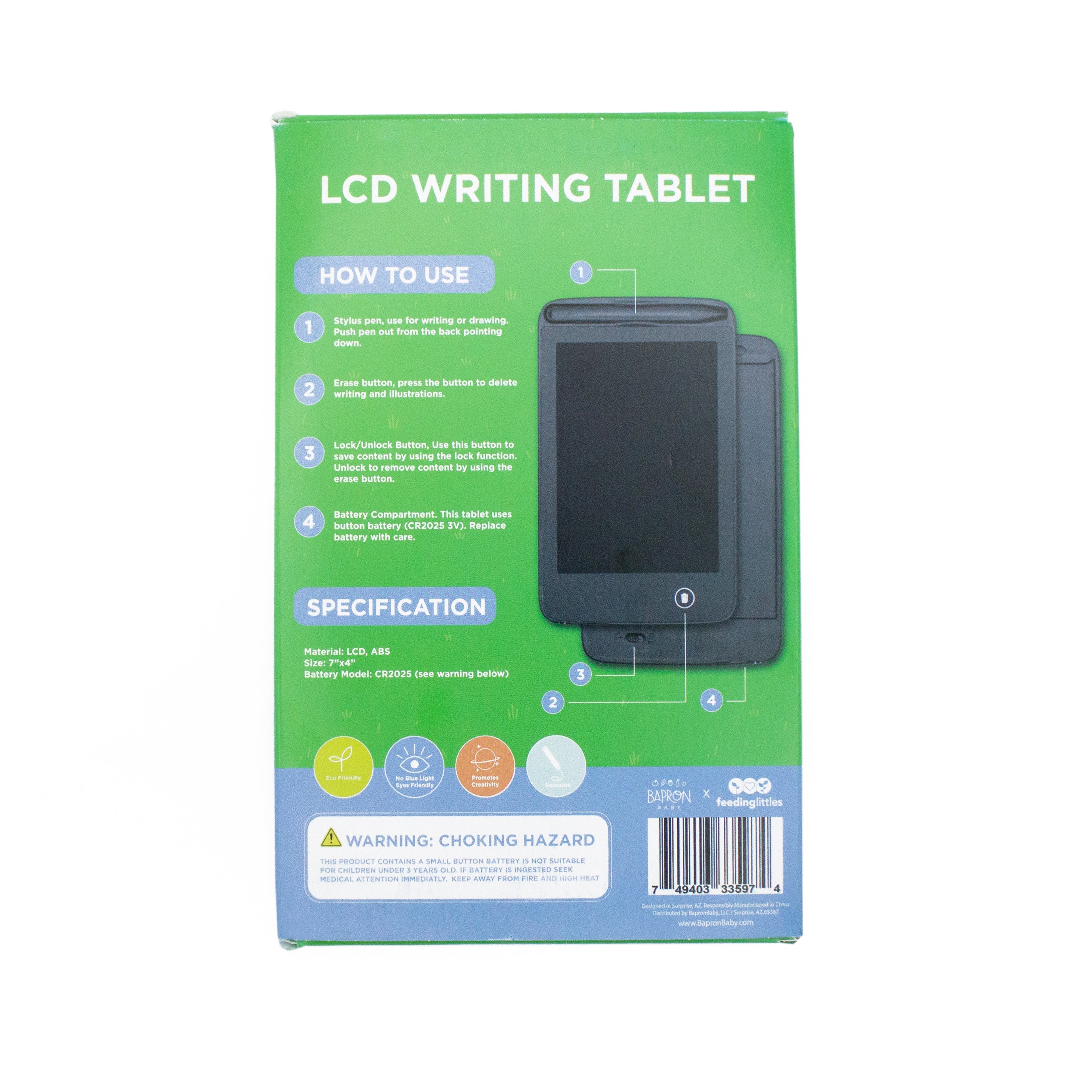 Eco-friendly Reusable Writing Tablet 6.5 Lcd Screen With Drawing Pen And Locking Switch