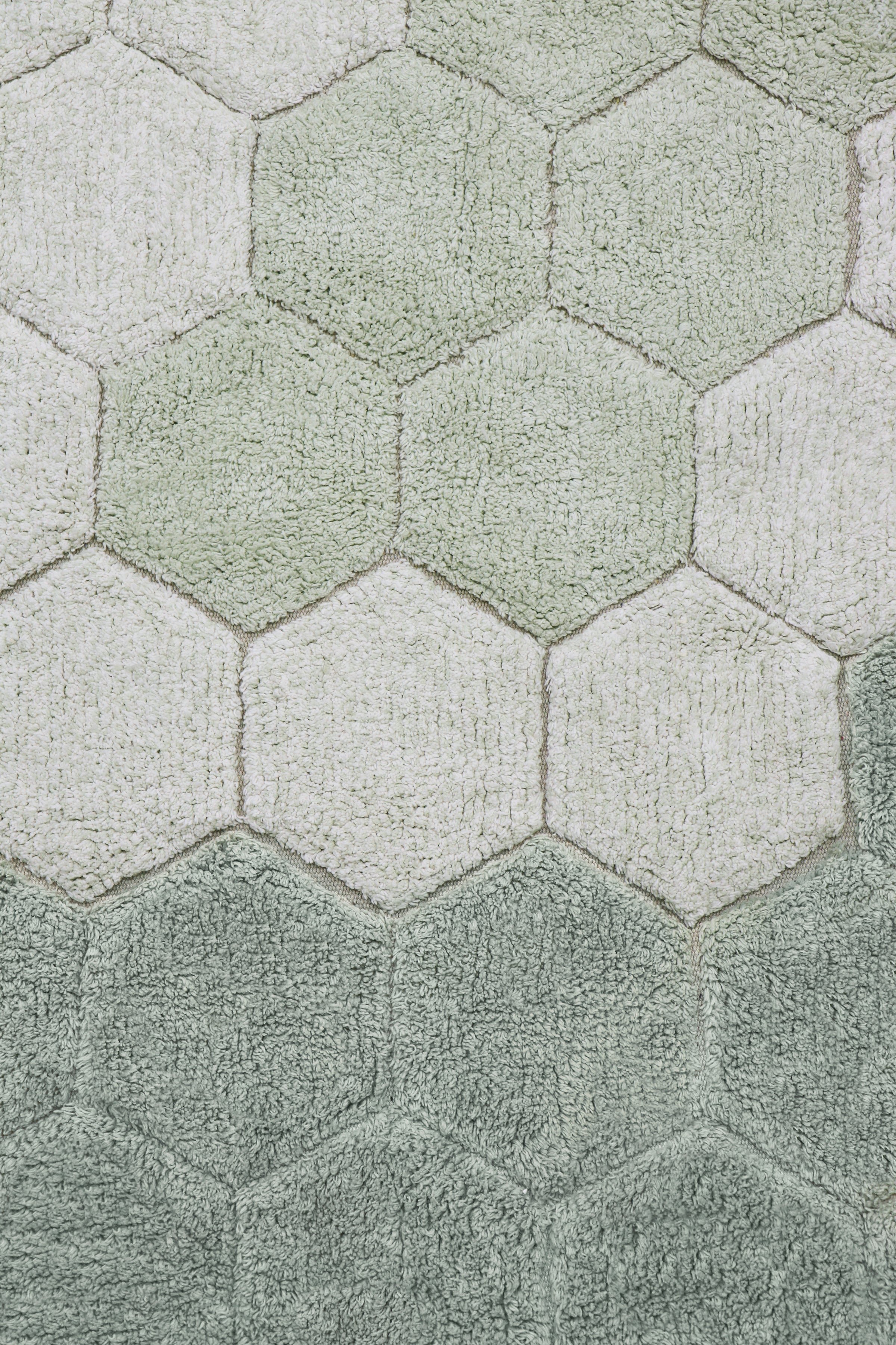 WASHABLE ROUND RUG HONEYCOMB BLUE SAGE - Planet Bee