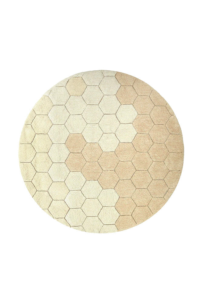 WASHABLE ROUND RUG HONEYCOMB GOLDEN - Planet Bee