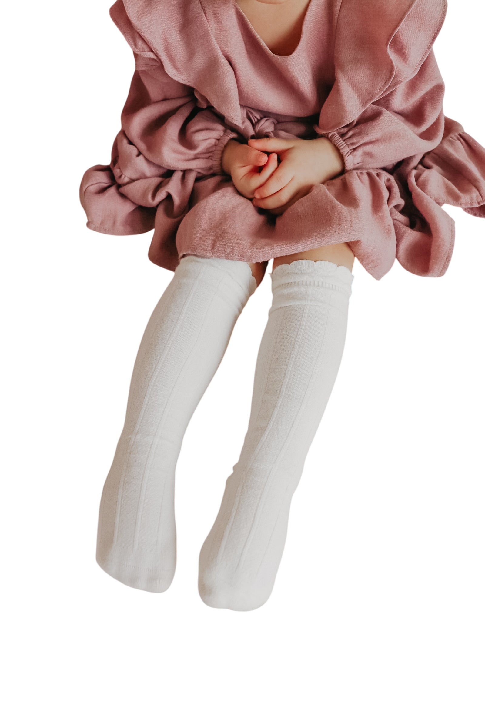Ruffle Cotton Knee High Socks