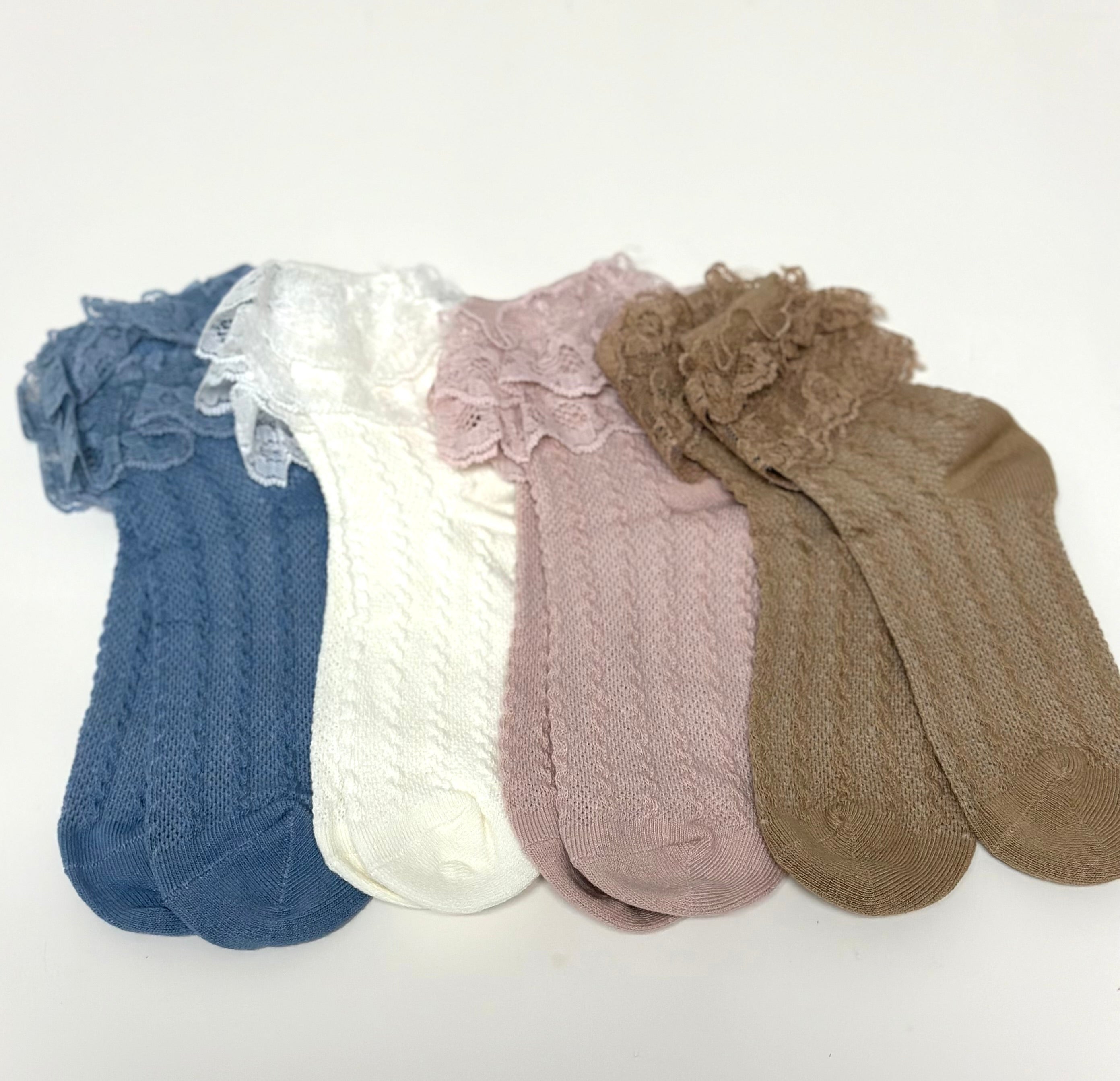 🌸lacy Short Socks - 4 Pairs