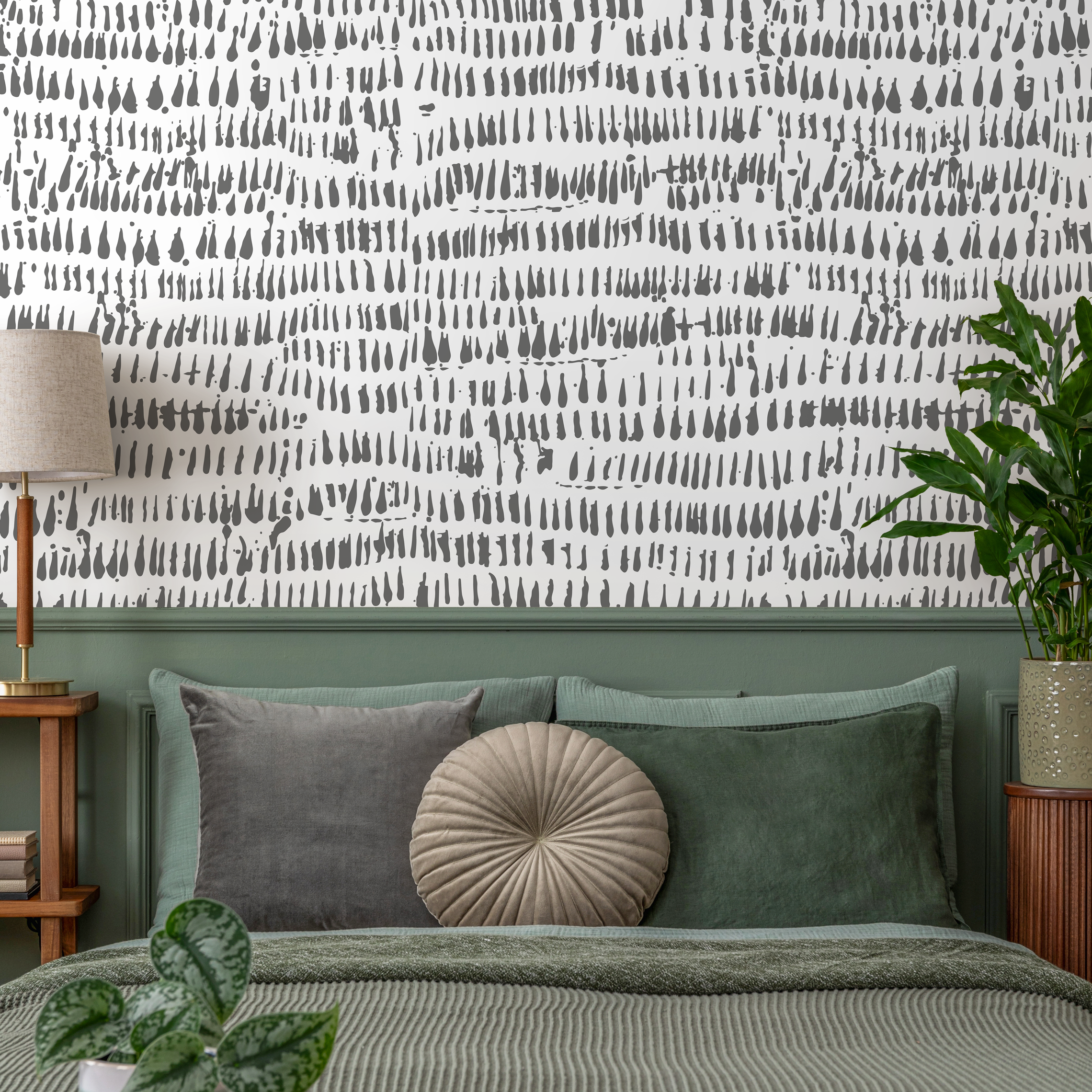 Abstract Wallpaper With Hand-drawn Brushstrokes In Gray - As1-c098