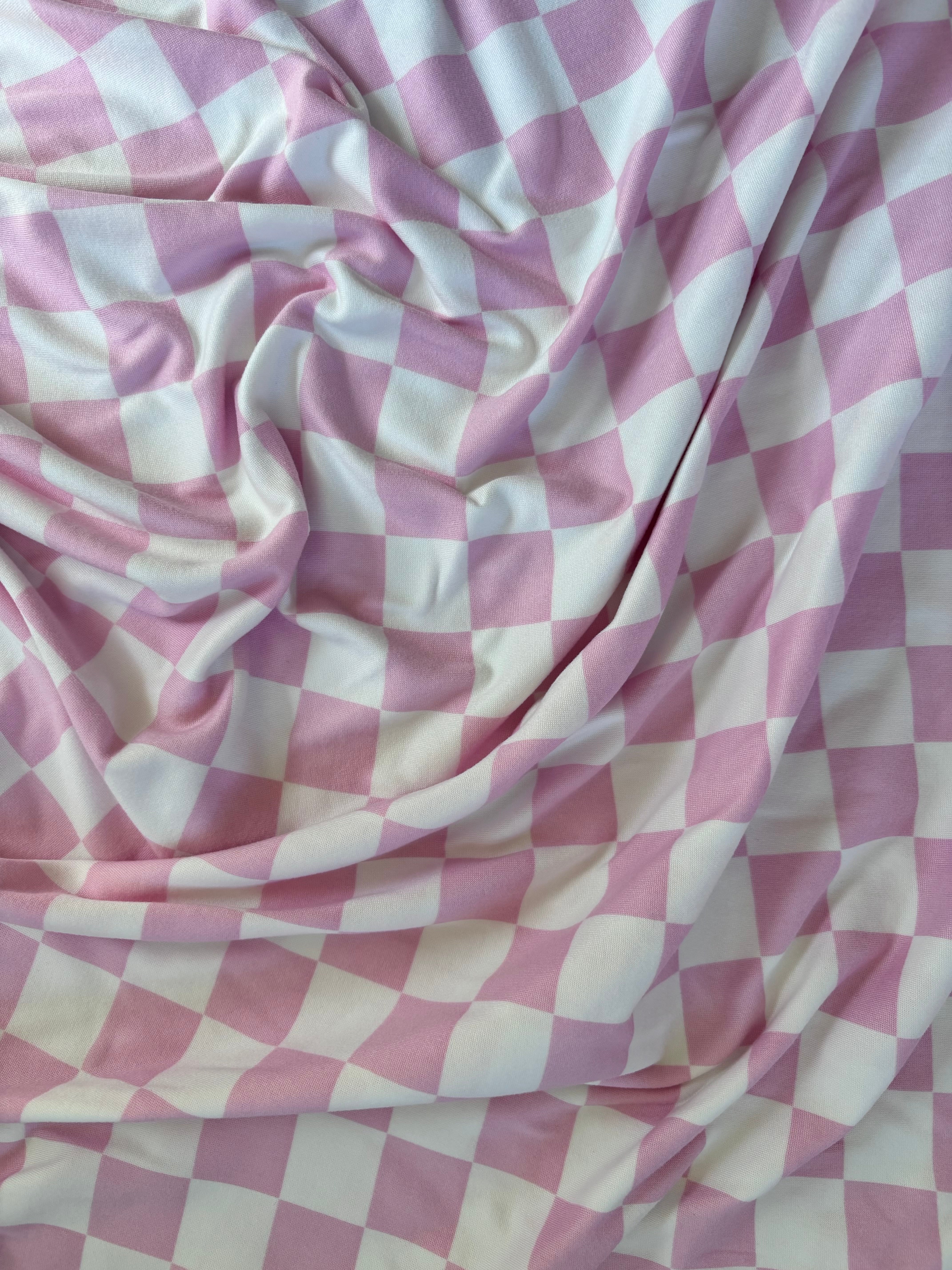Sugar Pink & White Checkered Nursing Pillow Cover