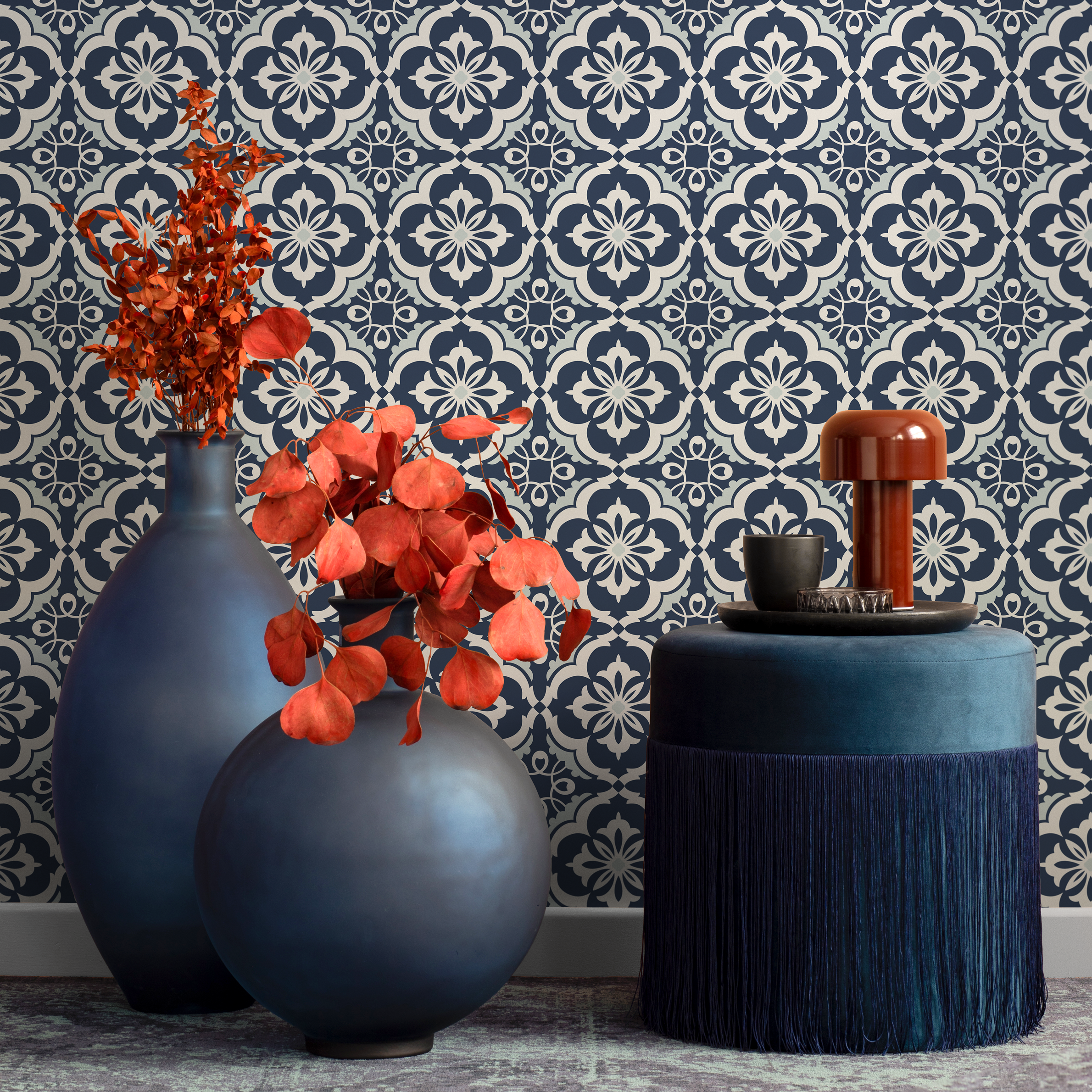 Tile Wallpaper With A Classic Azulejo Design In Blue And White - C163